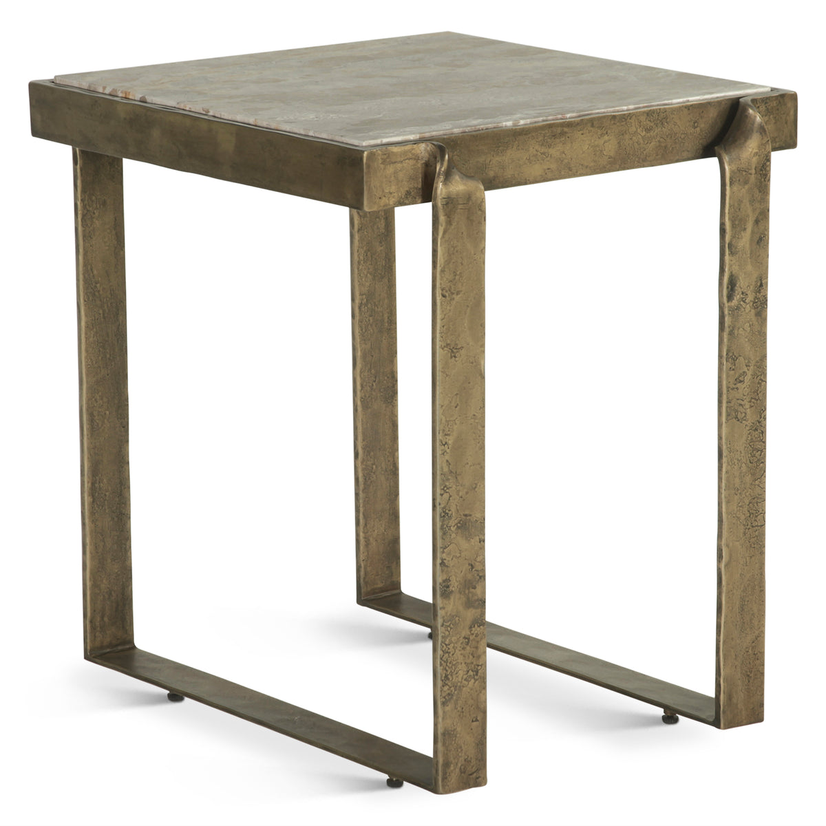 Home Trends Direct Argos 20" Side Table with Marble and Antique Brass — Natural