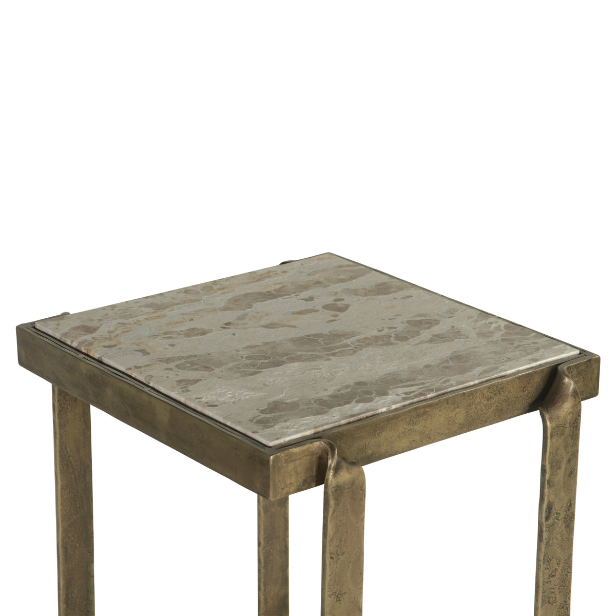 Home Trends Direct Argos 20" Side Table with Marble and Antique Brass — Natural