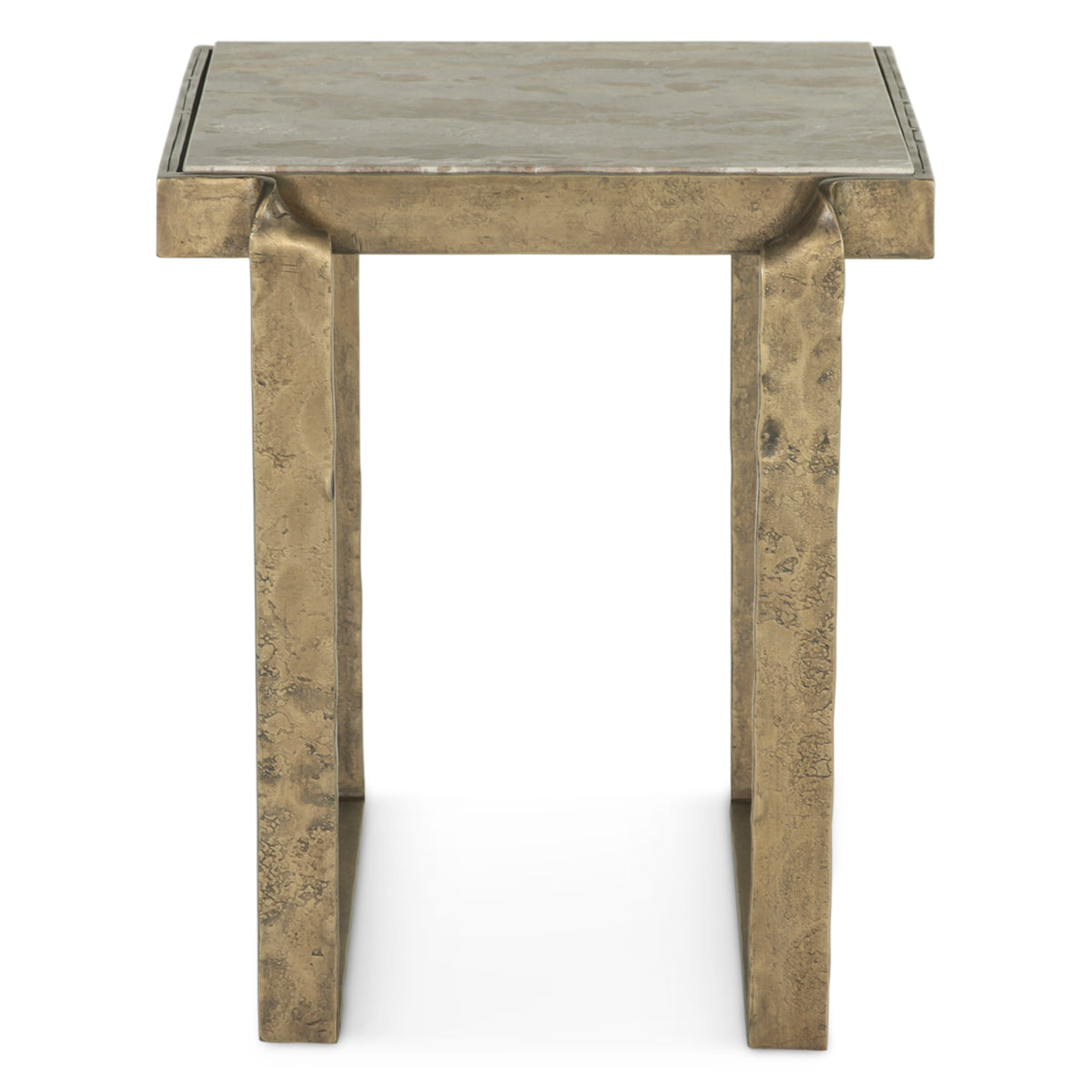 Home Trends Direct Argos 20" Side Table with Marble and Antique Brass — Natural