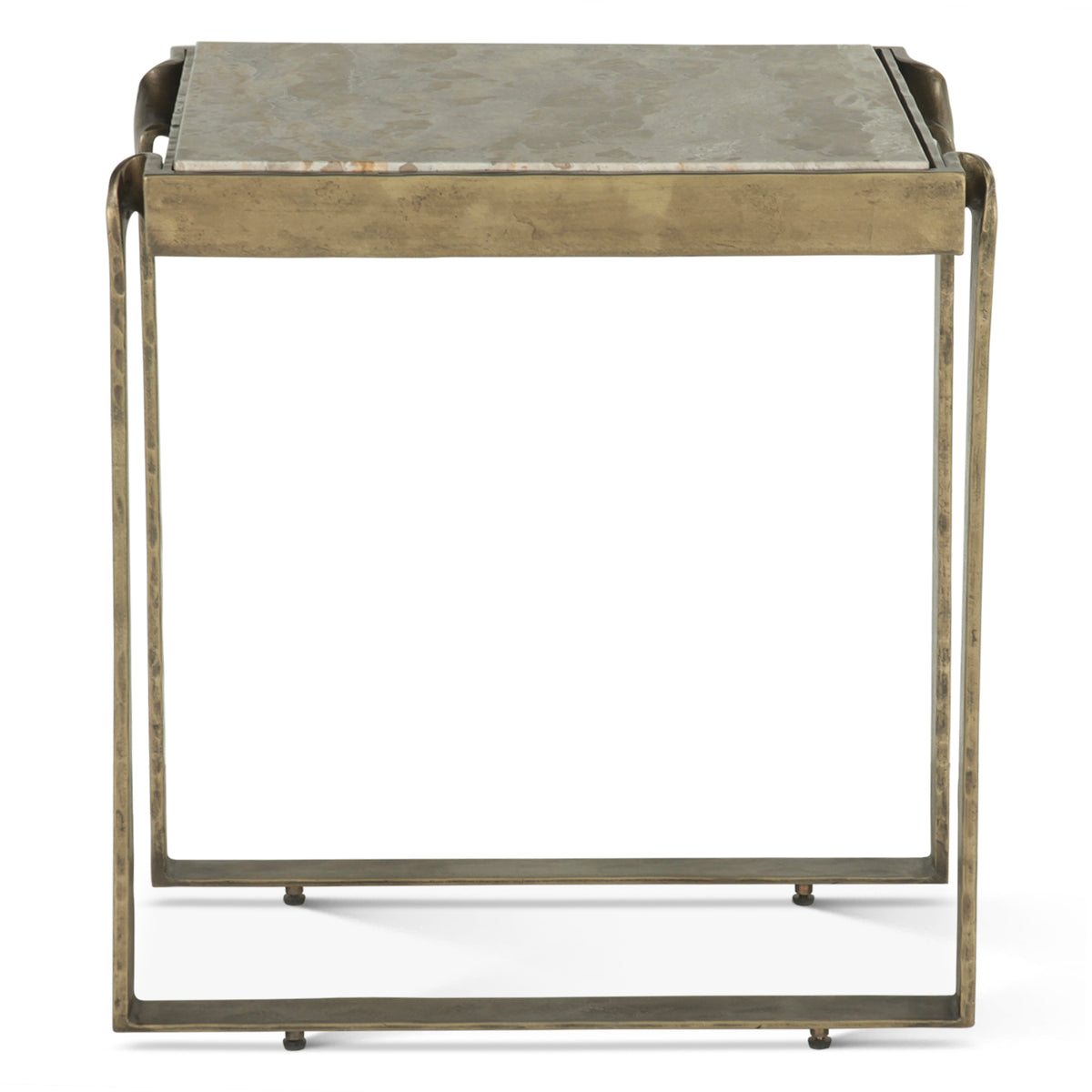 Home Trends Direct Argos 20" Side Table with Marble and Antique Brass — Natural