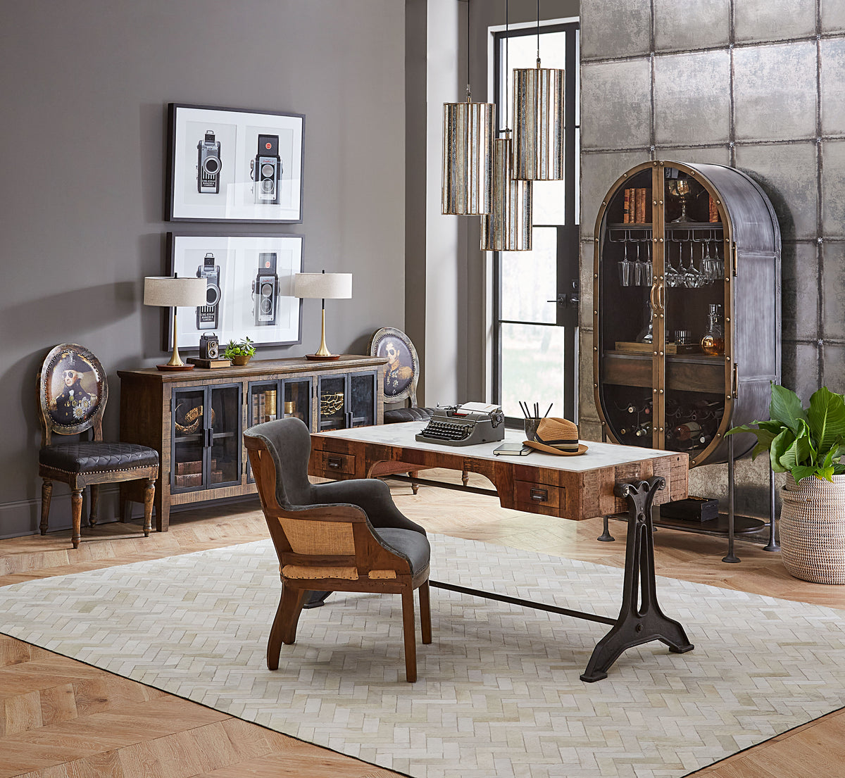 Home Trends Direct Bowery 63" Marble Office Desk — Natural