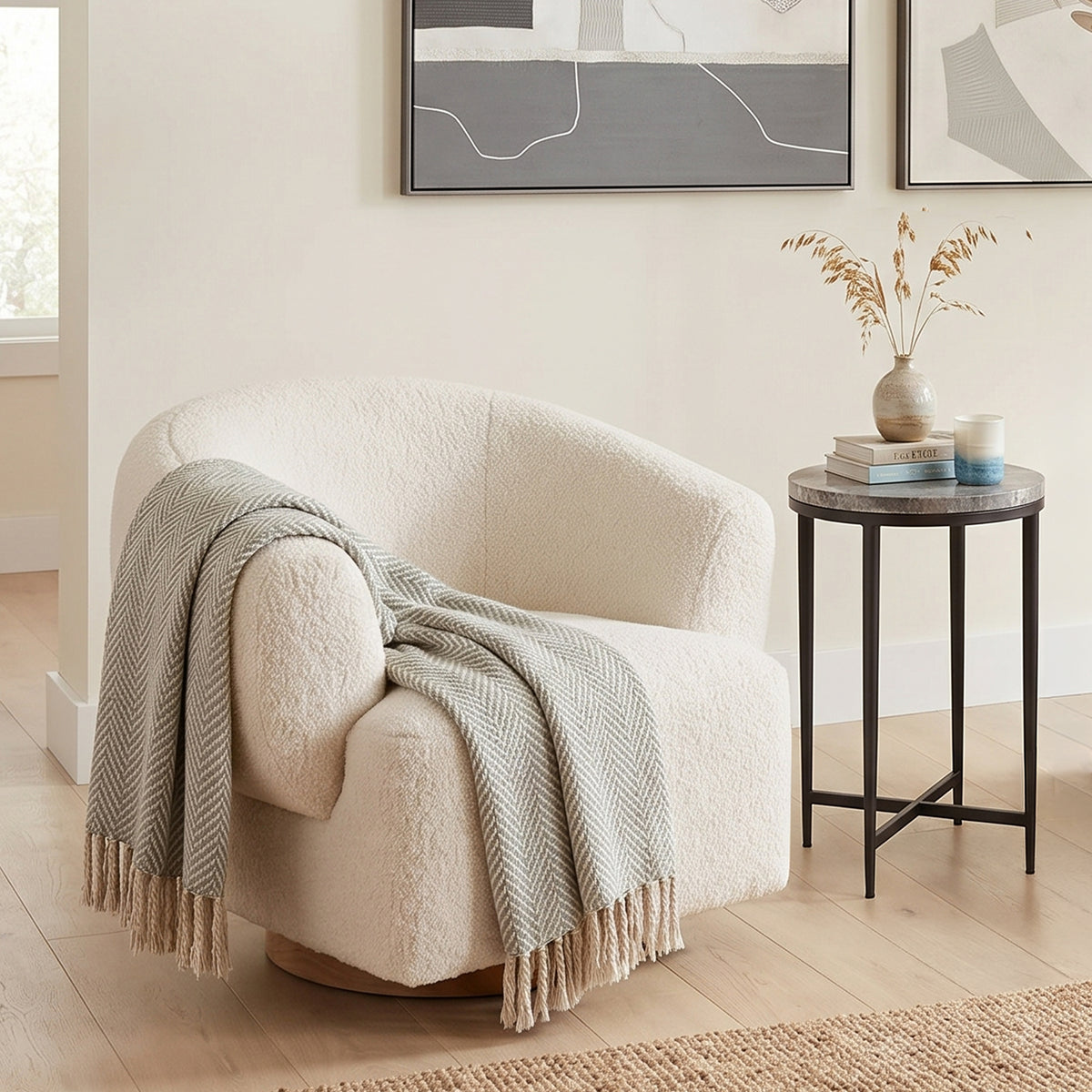 Home Trends Direct Calico 14" Side Table — Gray Septarian with Iron Base