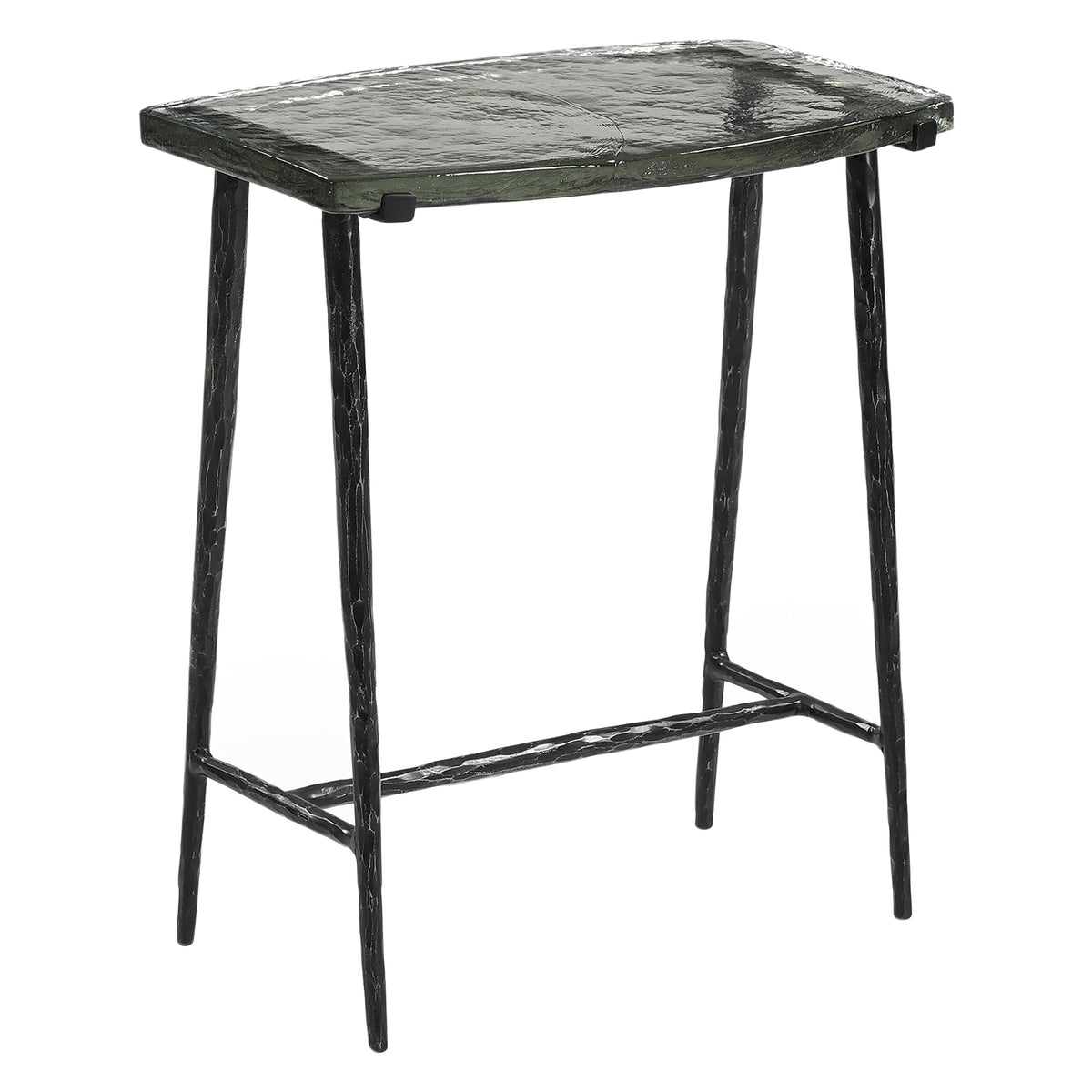 Home Trends Direct Downey 17" Side Table with Glass Top — Natural