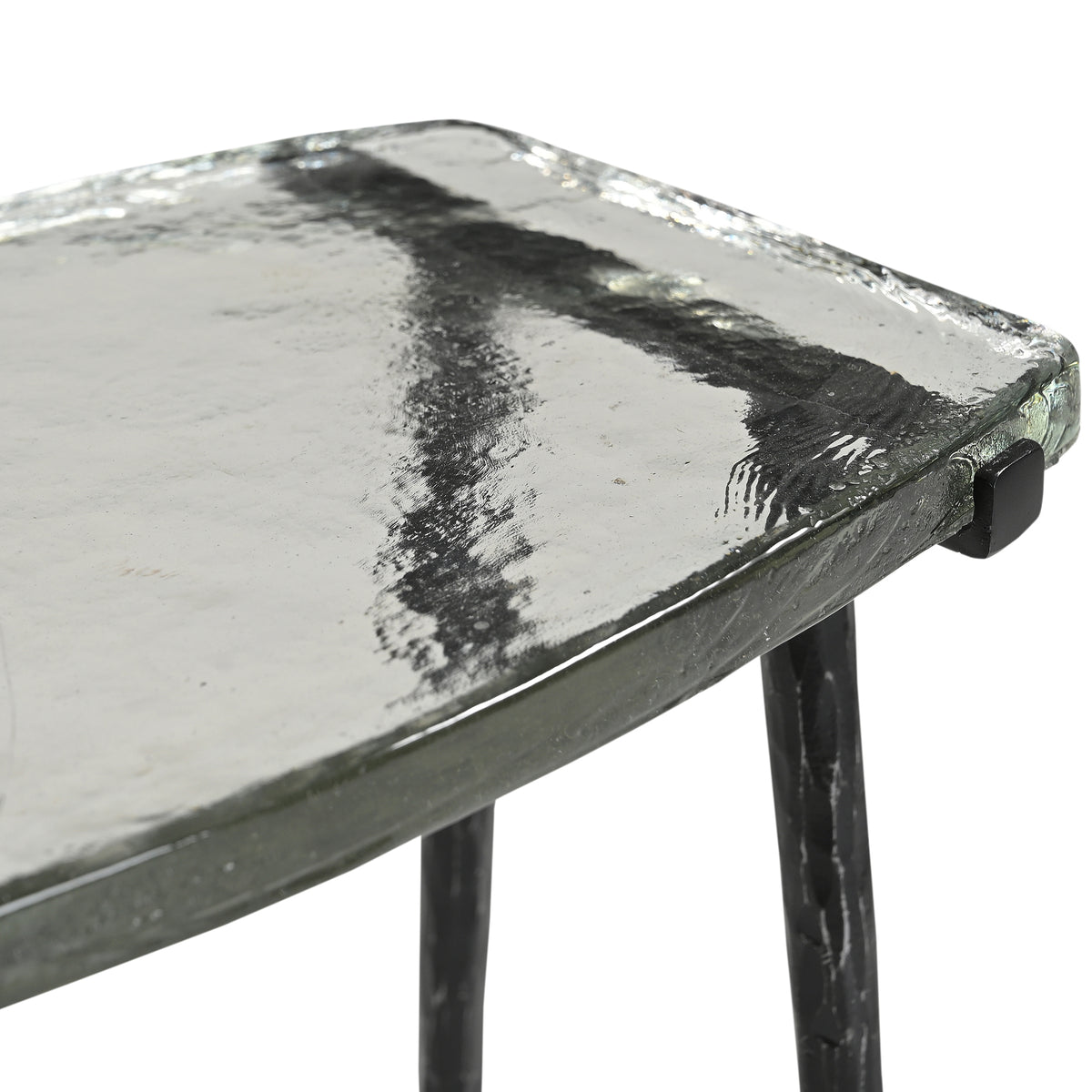 Home Trends Direct Downey 17" Side Table with Glass Top — Natural