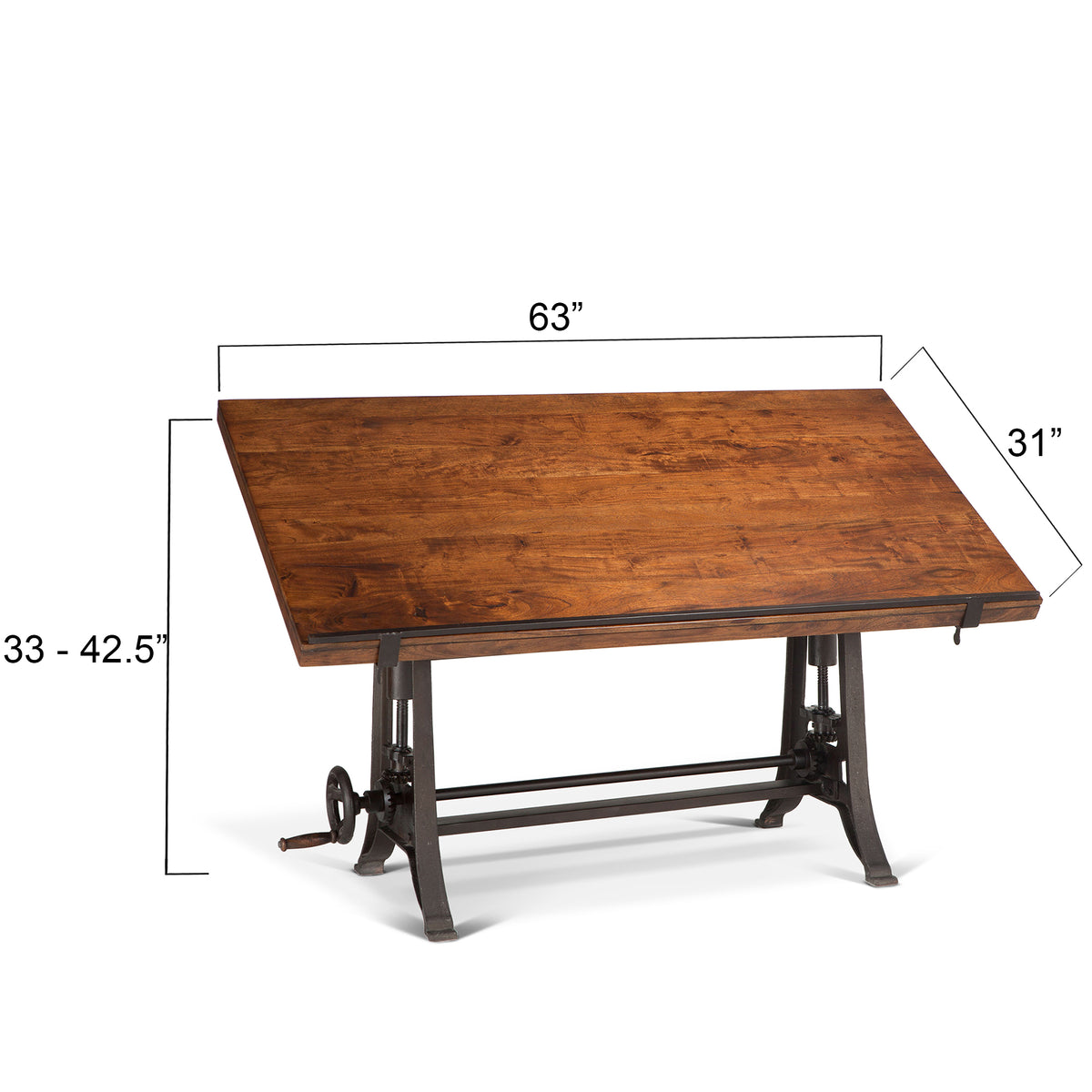 Home Trends Direct Industrial Loft 62" Adjustable Drafting Desk — Walnut