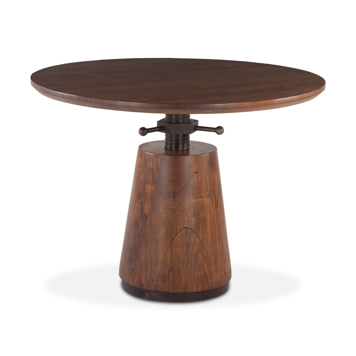 Home Trends & Design Industrial Modern 40" Round Adjustable Table — Walnut