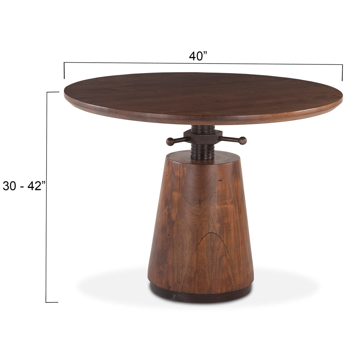 Home Trends & Design Industrial Modern 40" Round Adjustable Table — Walnut