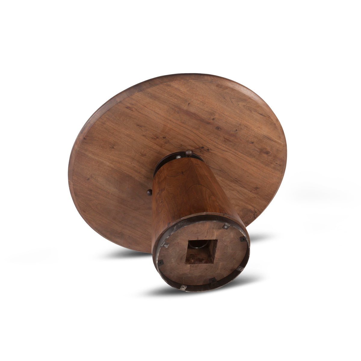 Home Trends & Design Industrial Modern 40" Round Adjustable Table — Walnut