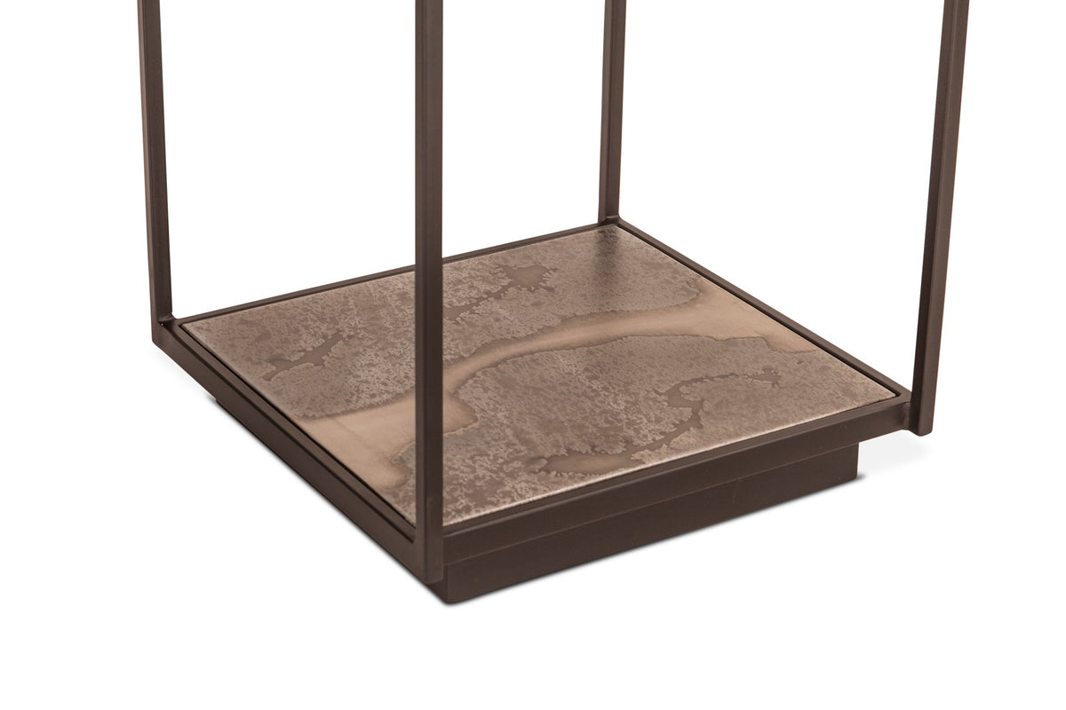 Home Trends Direct Moab 18" Side Table with Glass Top — Oxidized Black