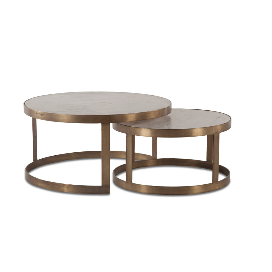 Michaelangelo 36" Nesting Coffee Table with White Marble