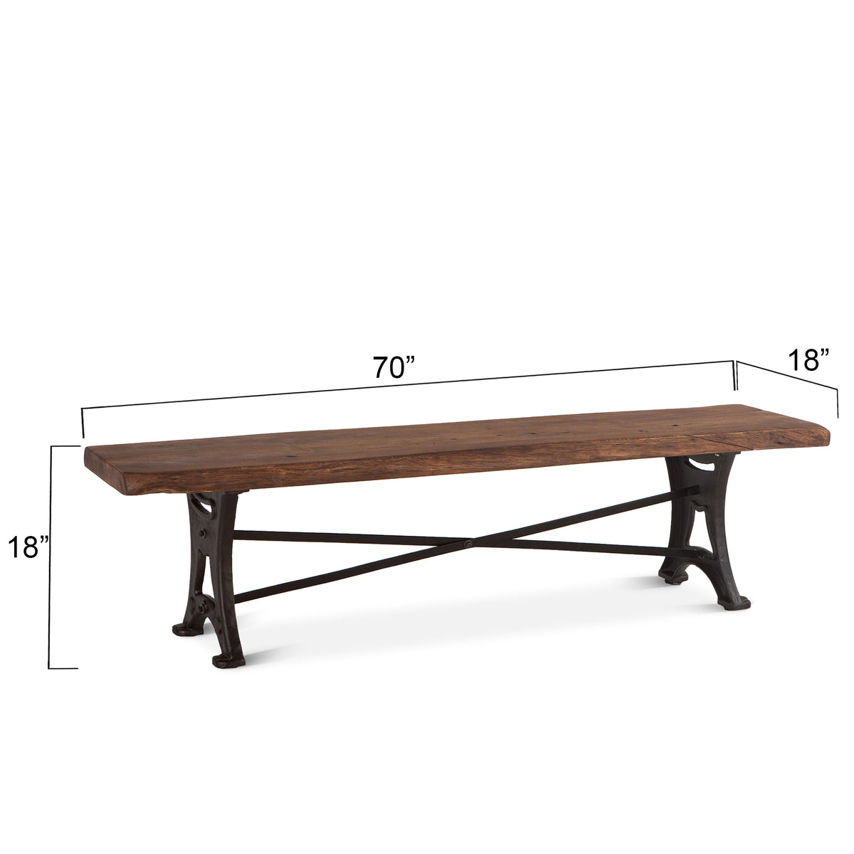 Home Trends & Design Organic Forge 70" Bench — Raw Walnut