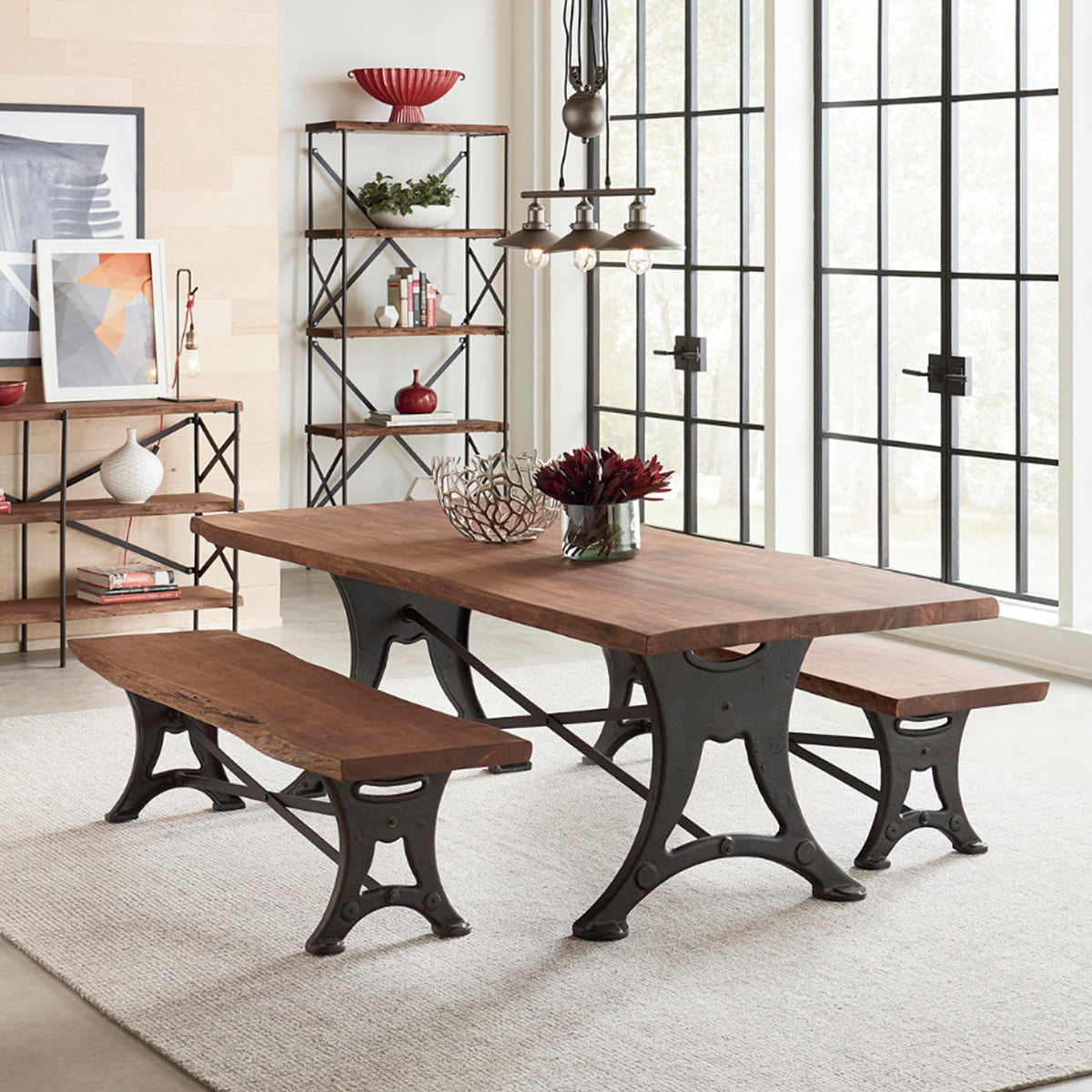 Home Trends & Design Organic Forge 70" Bench — Raw Walnut