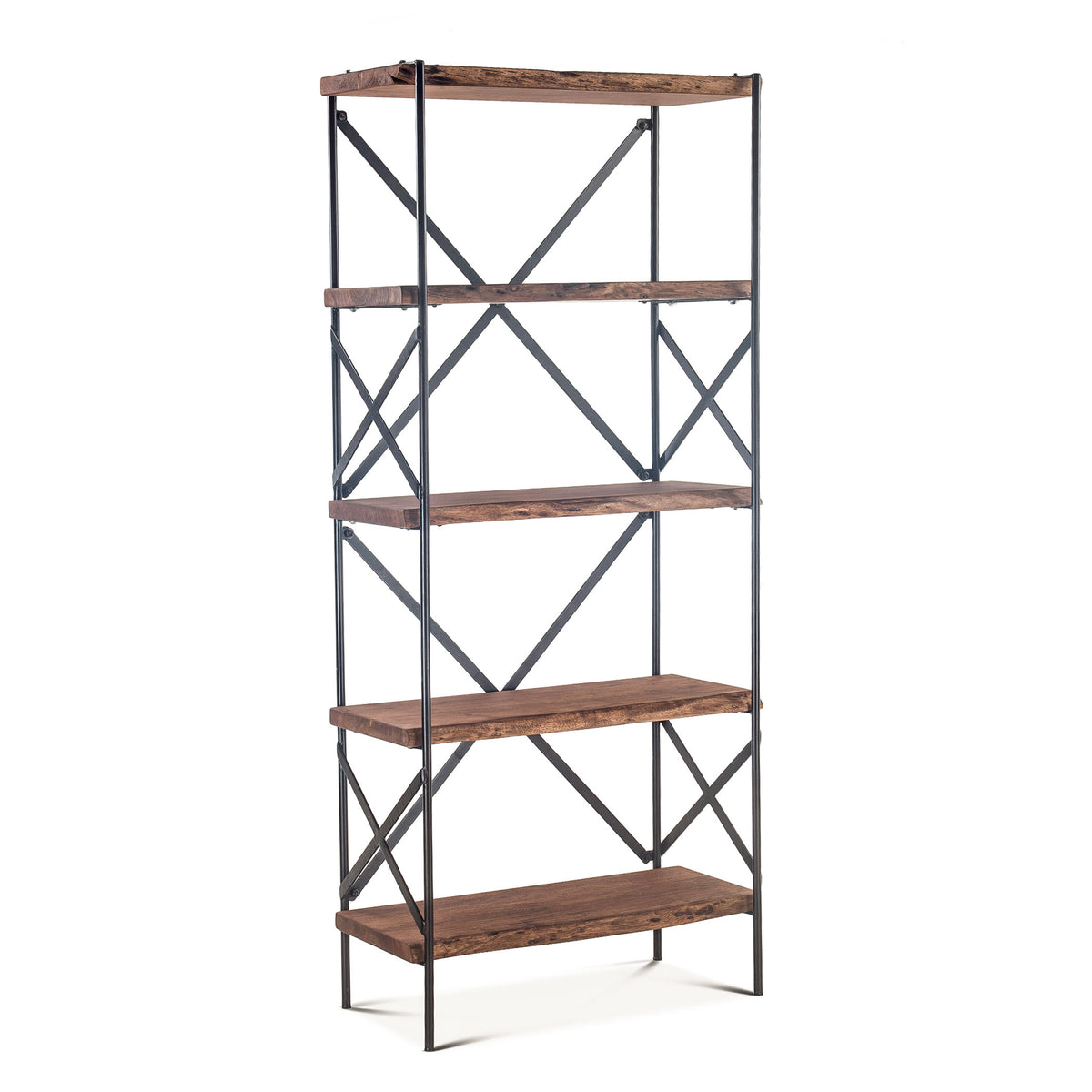 Home Trends & Design Organic Forge 34" Tall Bookshelf — Raw Walnut
