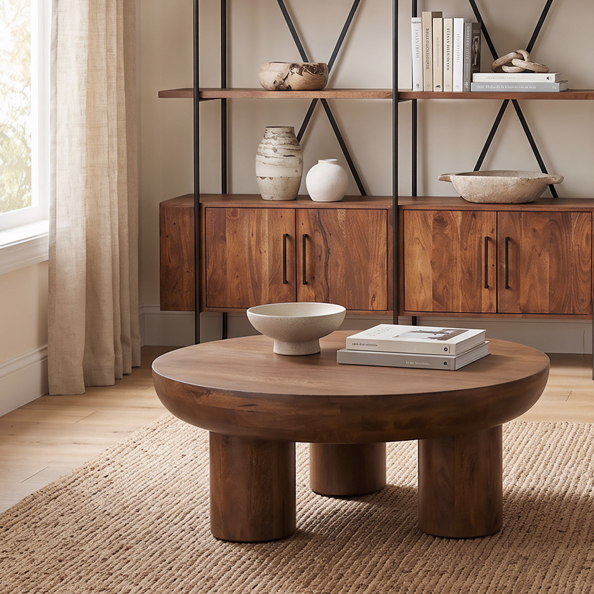 Home Trends & Design Palermo 39" Round Coffee Table — Acorn Brown