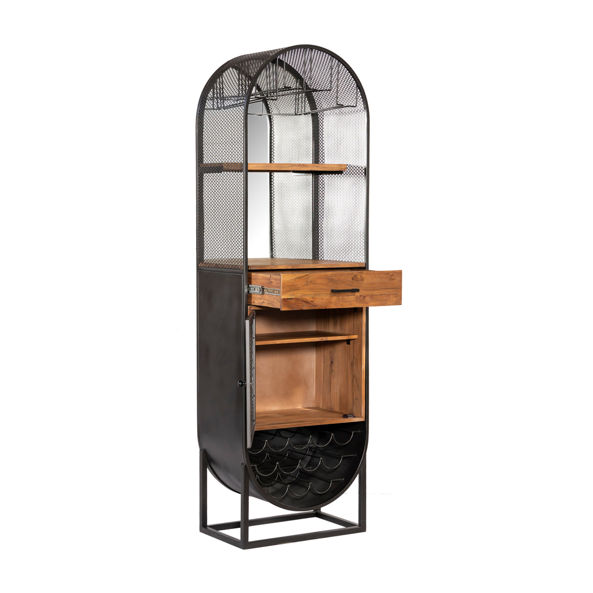 Home Trends Direct Roswell 23" Bar Cabinet — Natural Mango Wood and Iron