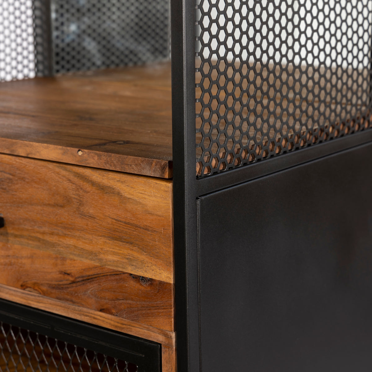 Home Trends Direct Roswell 23" Bar Cabinet — Natural Mango Wood and Iron