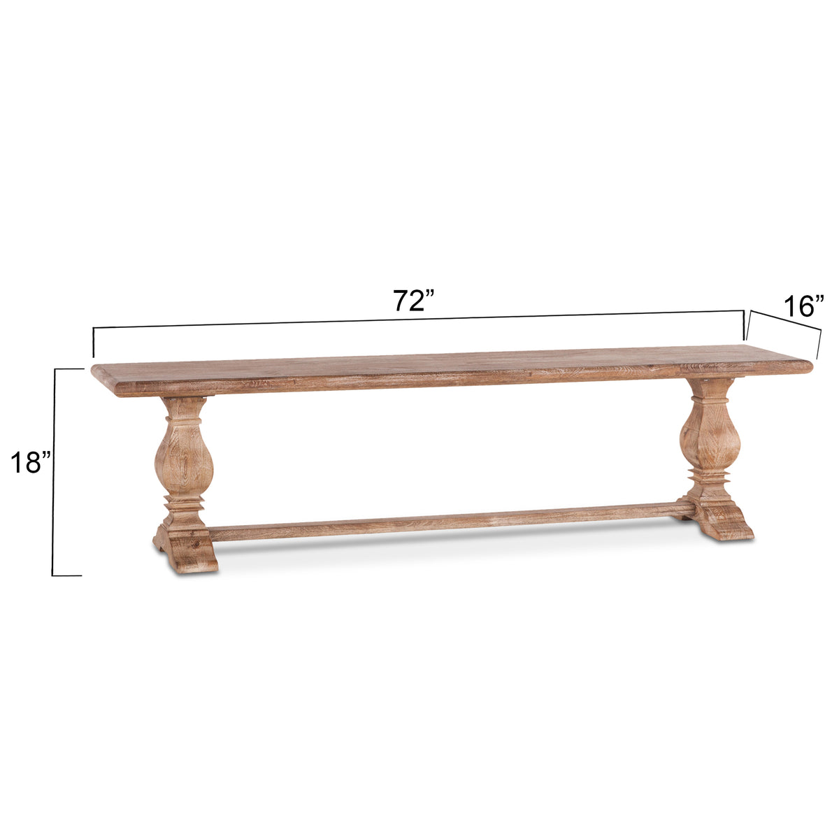 Home Trends & Design San Rafael 72" Bench — Antique Oak
