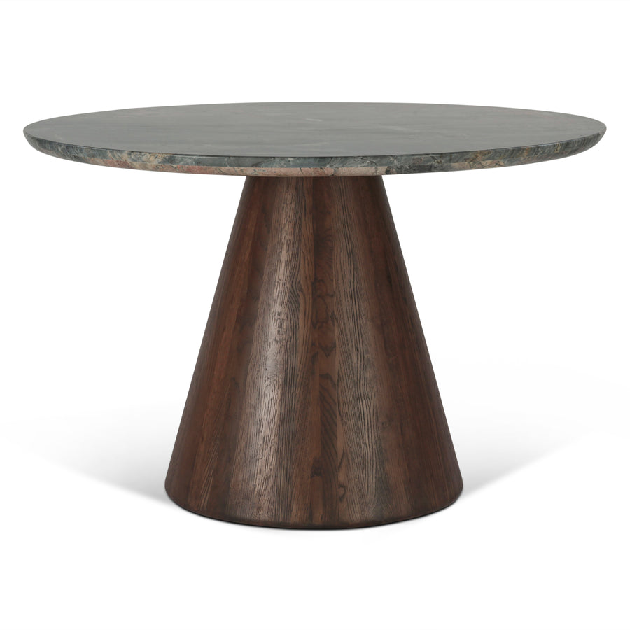 Vista 48" Round Dining Table with Lava Marble and Dark Mango Base