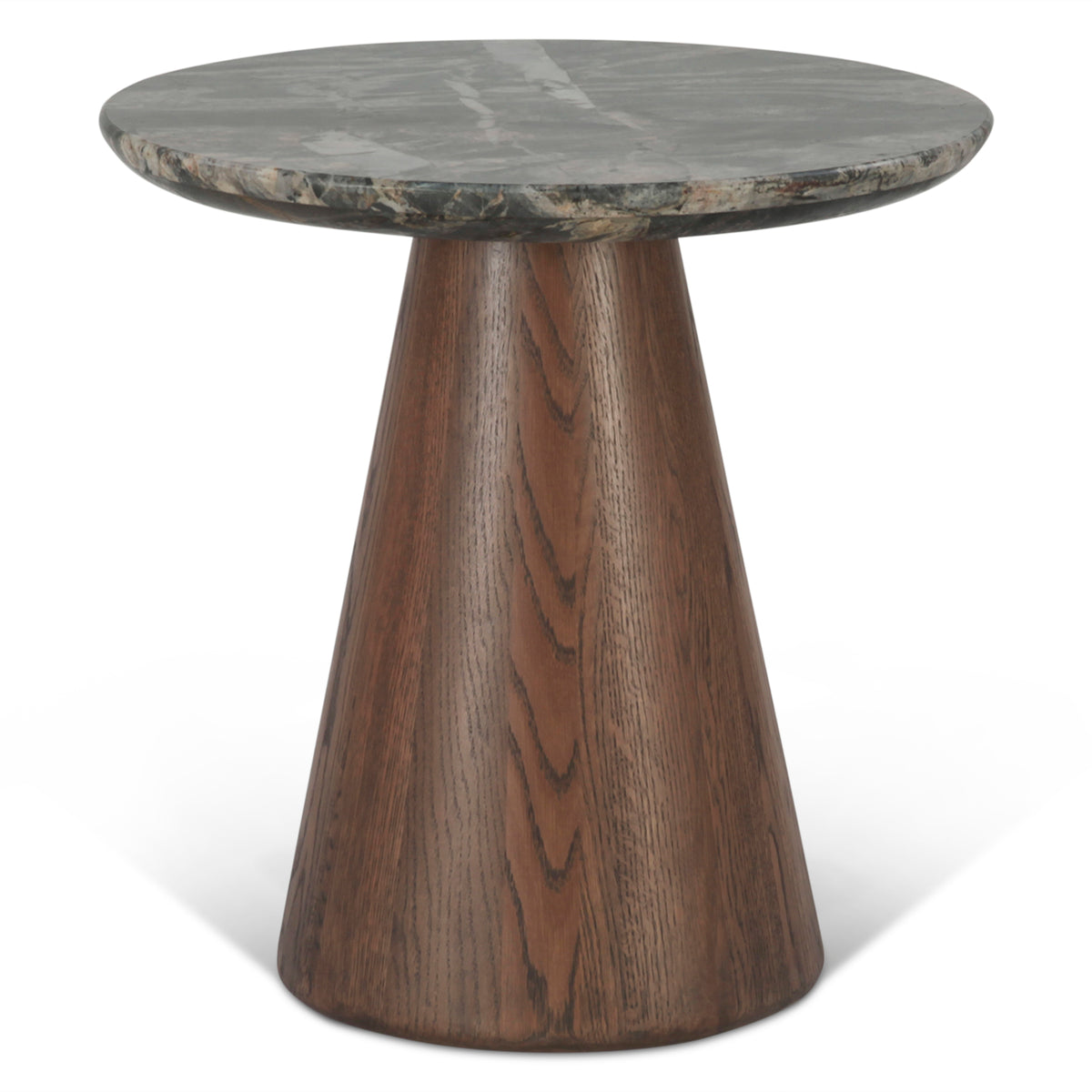 Home Trends & Design Vista 22" Side Table with Lava Marble and Dark Mango Base — Dark Mango