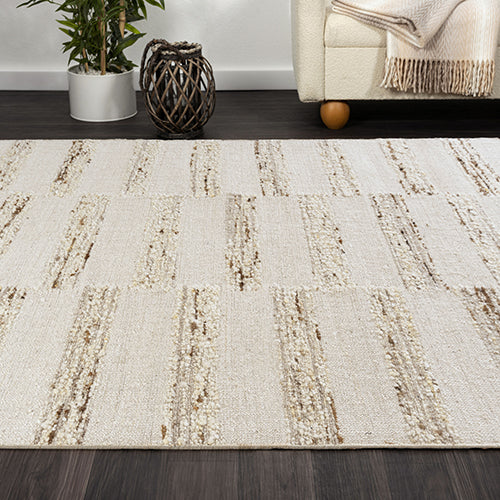 LR Home Elize Rug — White / Beige