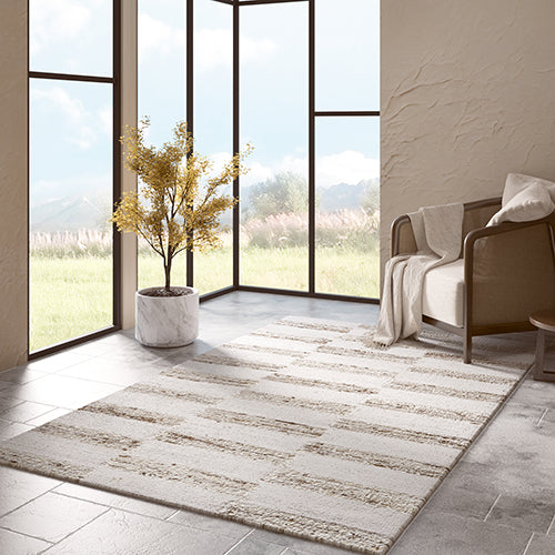 LR Home Elize Rug — White / Beige