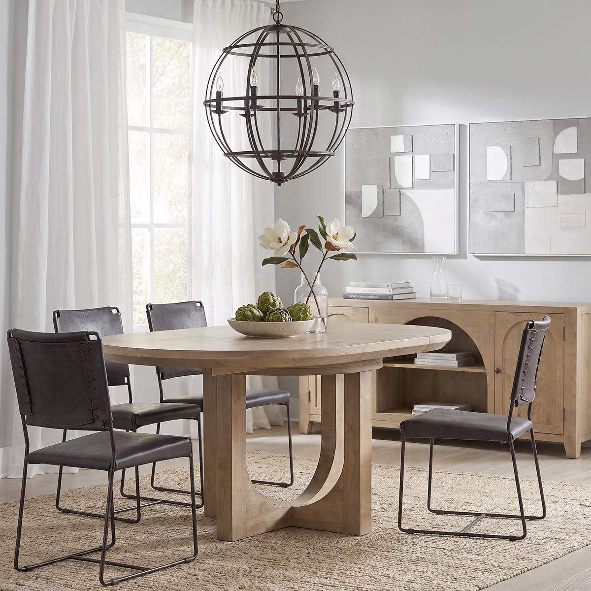 Home Trends Direct Grassroots Mission 42-60" Round Extension Dining Table — Gray Birch