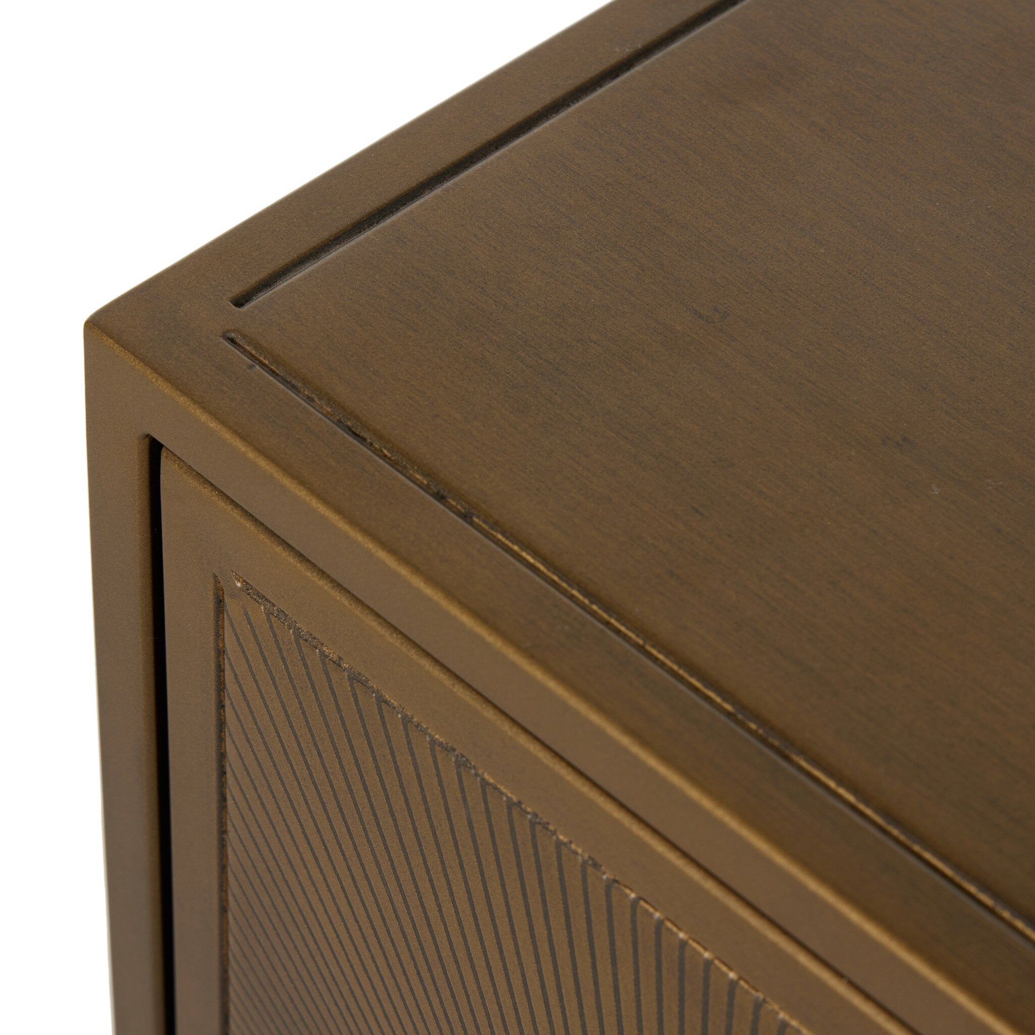 Four Hands Sunburst Cabinet Nightstand — Sunburst Etched Aged Brass PC-Gunmetal-Aged Brass PC