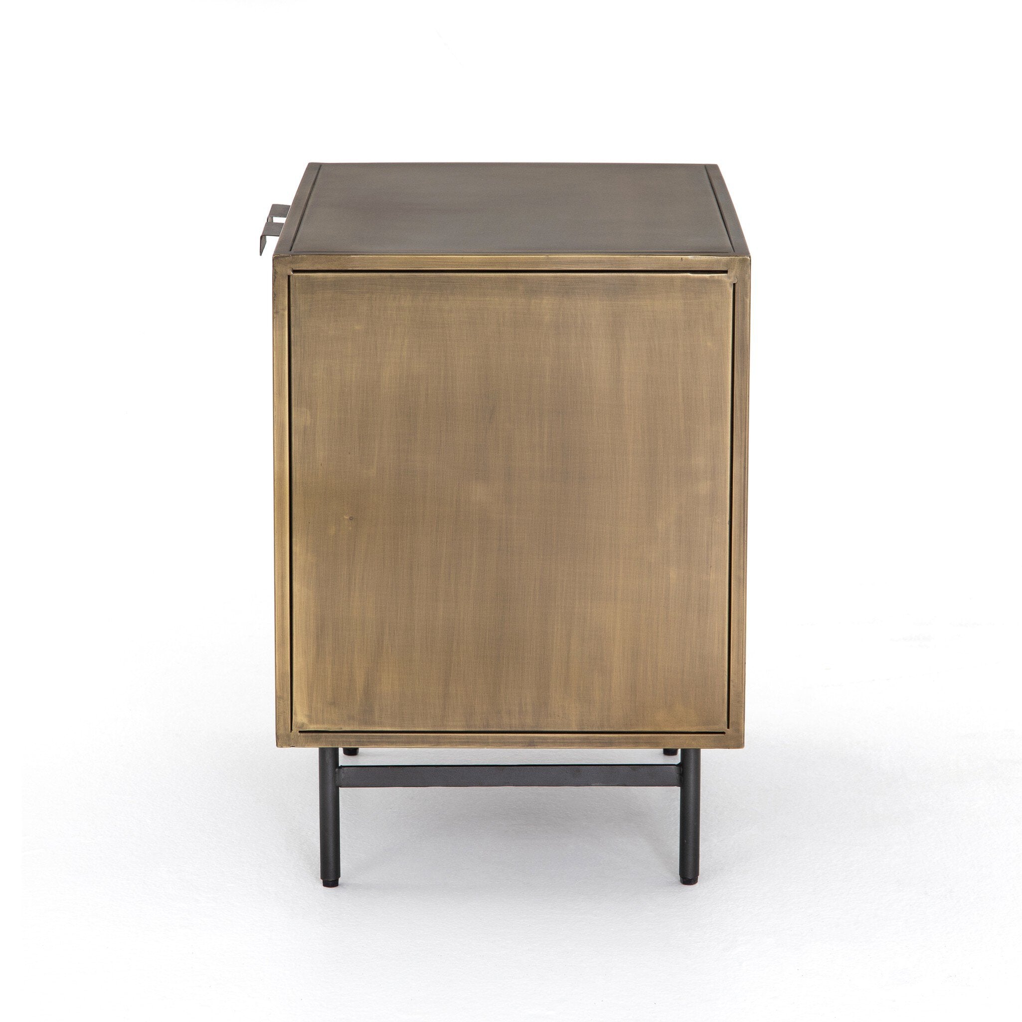 Four Hands Sunburst Cabinet Nightstand — Sunburst Etched Aged Brass PC-Gunmetal-Aged Brass PC
