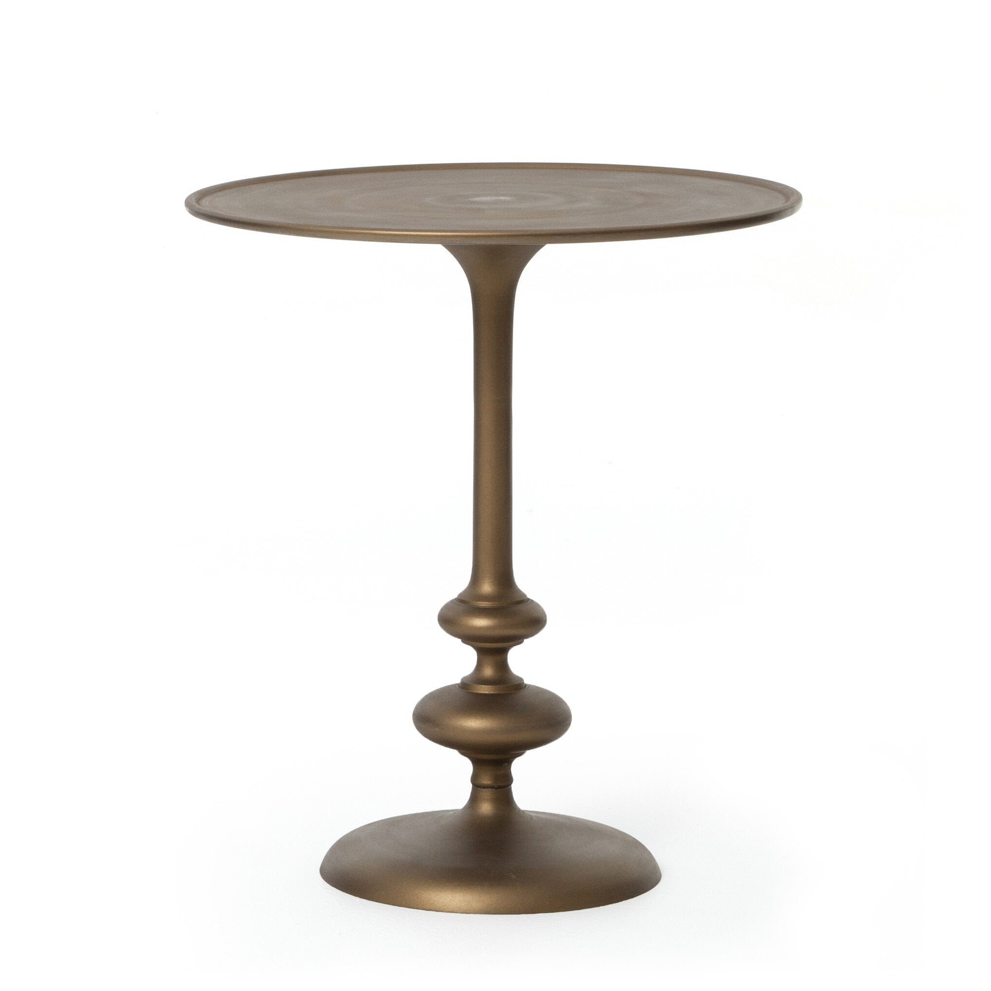 Four Hands Marlow Matchstick Pedestal Table — Aluminum Matte Brass