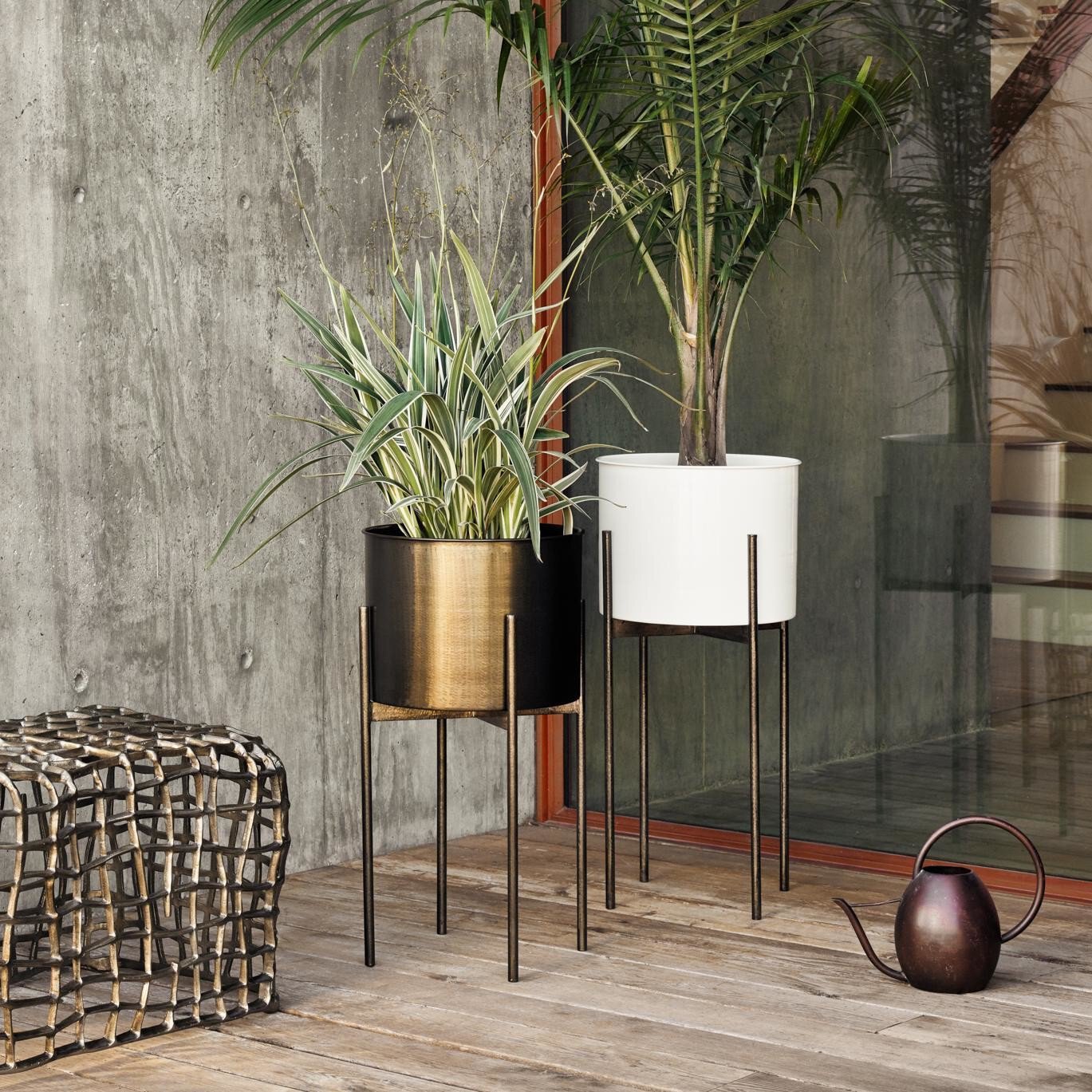 Four Hands Jed Planter — Weathered Brass-Dark Brass