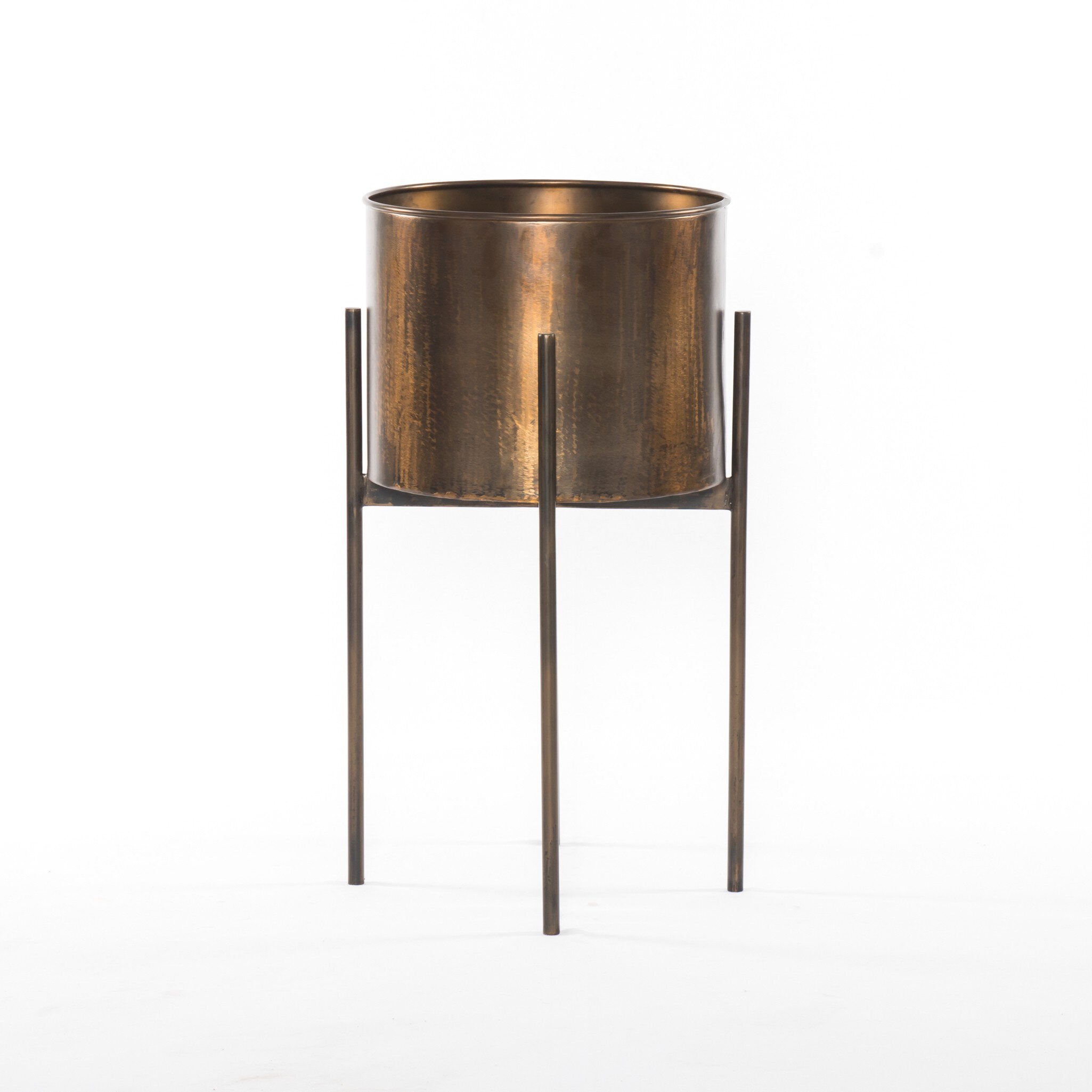 Four Hands Jed Planter — Weathered Brass-Dark Brass
