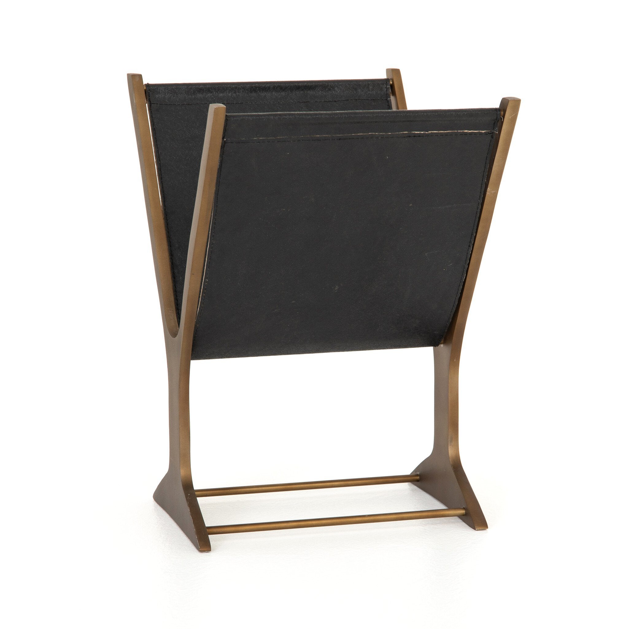 Four Hands Feldman Magazine Rack — Perforated Black-Rustic Brass