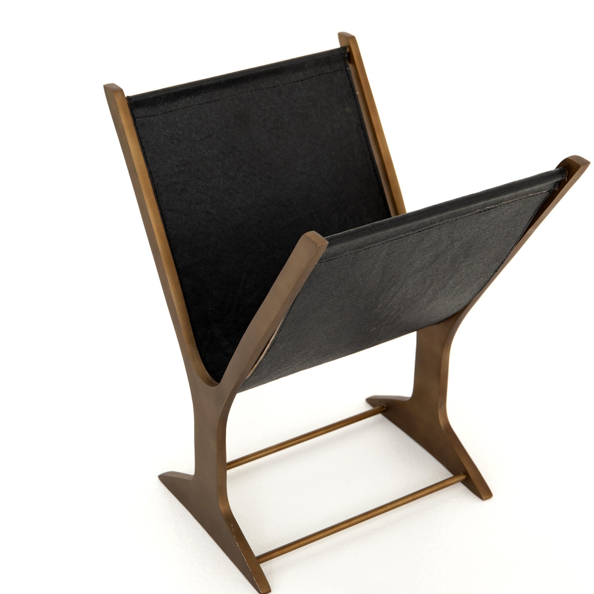 Four Hands Feldman Magazine Rack — Perforated Black-Rustic Brass