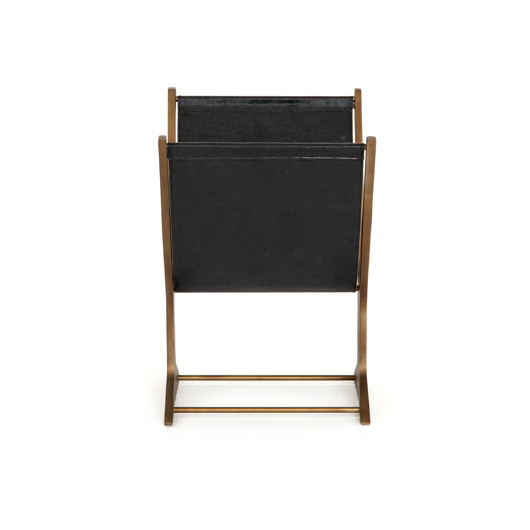 Four Hands Feldman Magazine Rack — Perforated Black-Rustic Brass