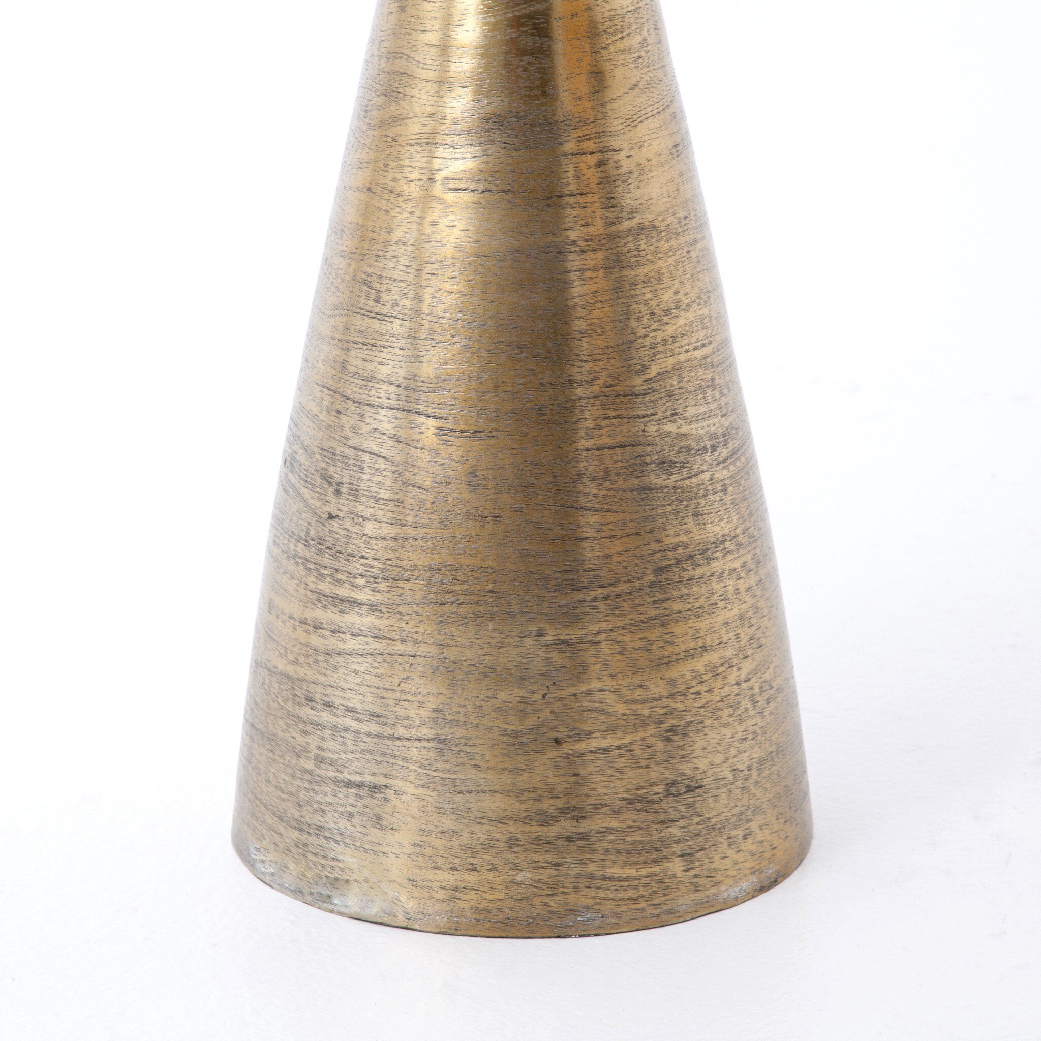 Four Hands Marlow Mod Pedestal Table — Brushed Brass-Ash Glass