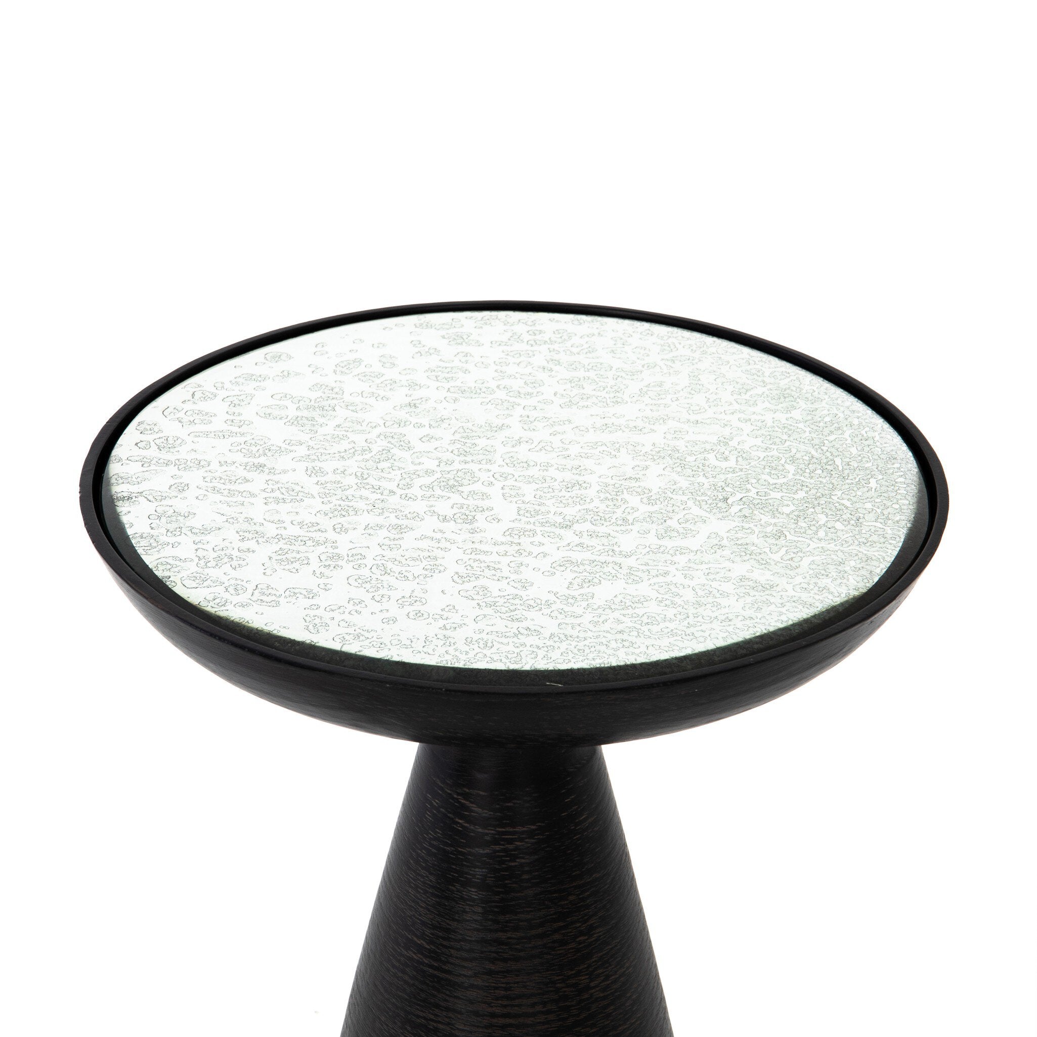 Four Hands Marlow Mod Pedestal Table — Brushed Bronze-Ash Glass