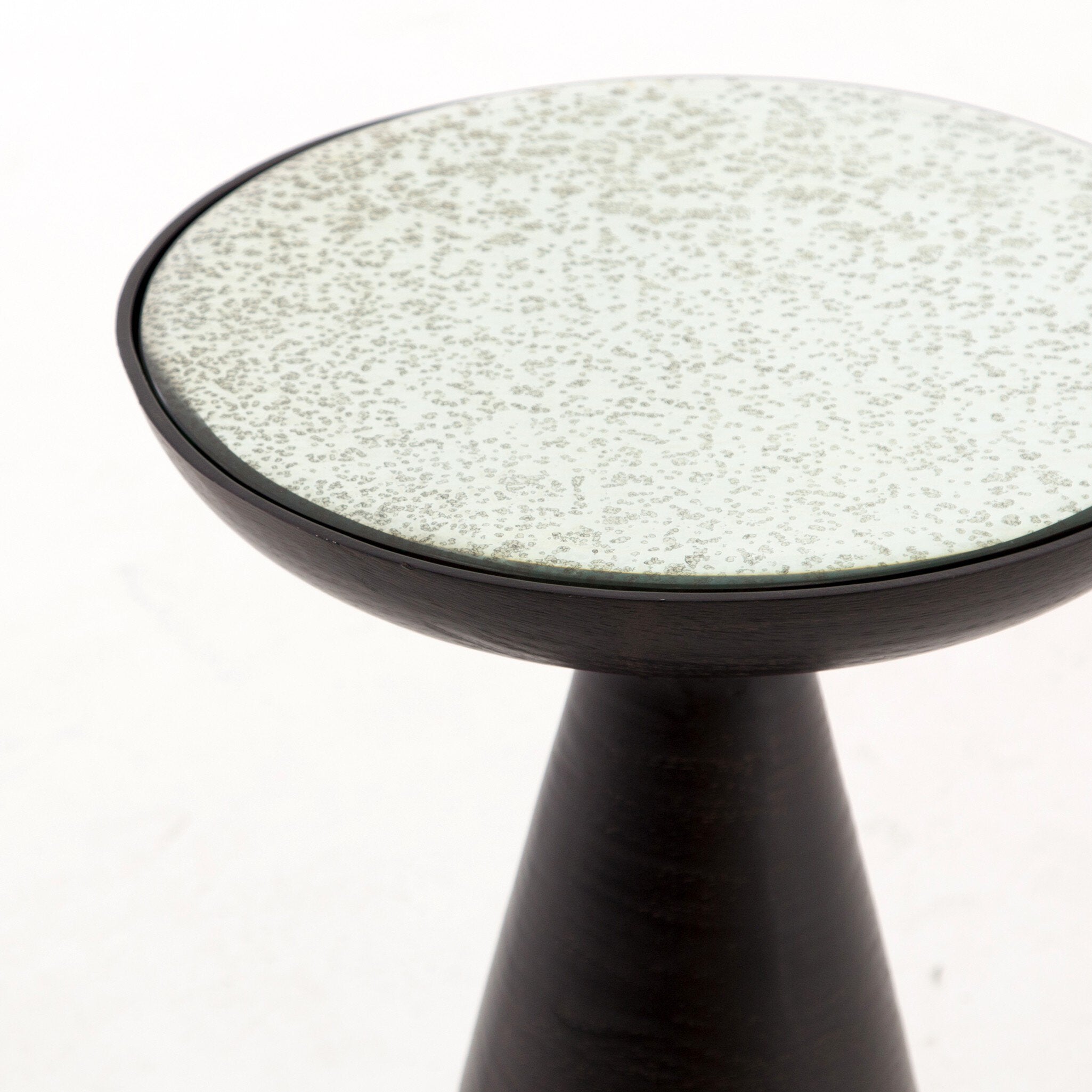Four Hands Marlow Mod Pedestal Table — Brushed Bronze-Ash Glass