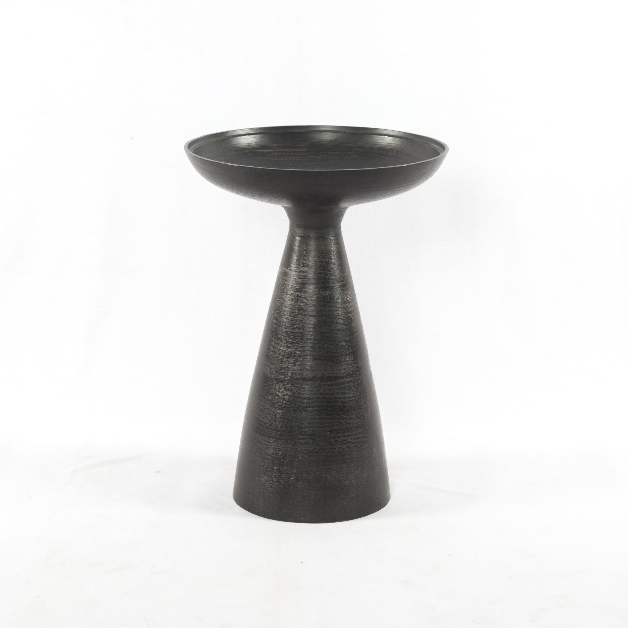 Four Hands Marlow Mod Pedestal Table — Brushed Bronze-Ash Glass