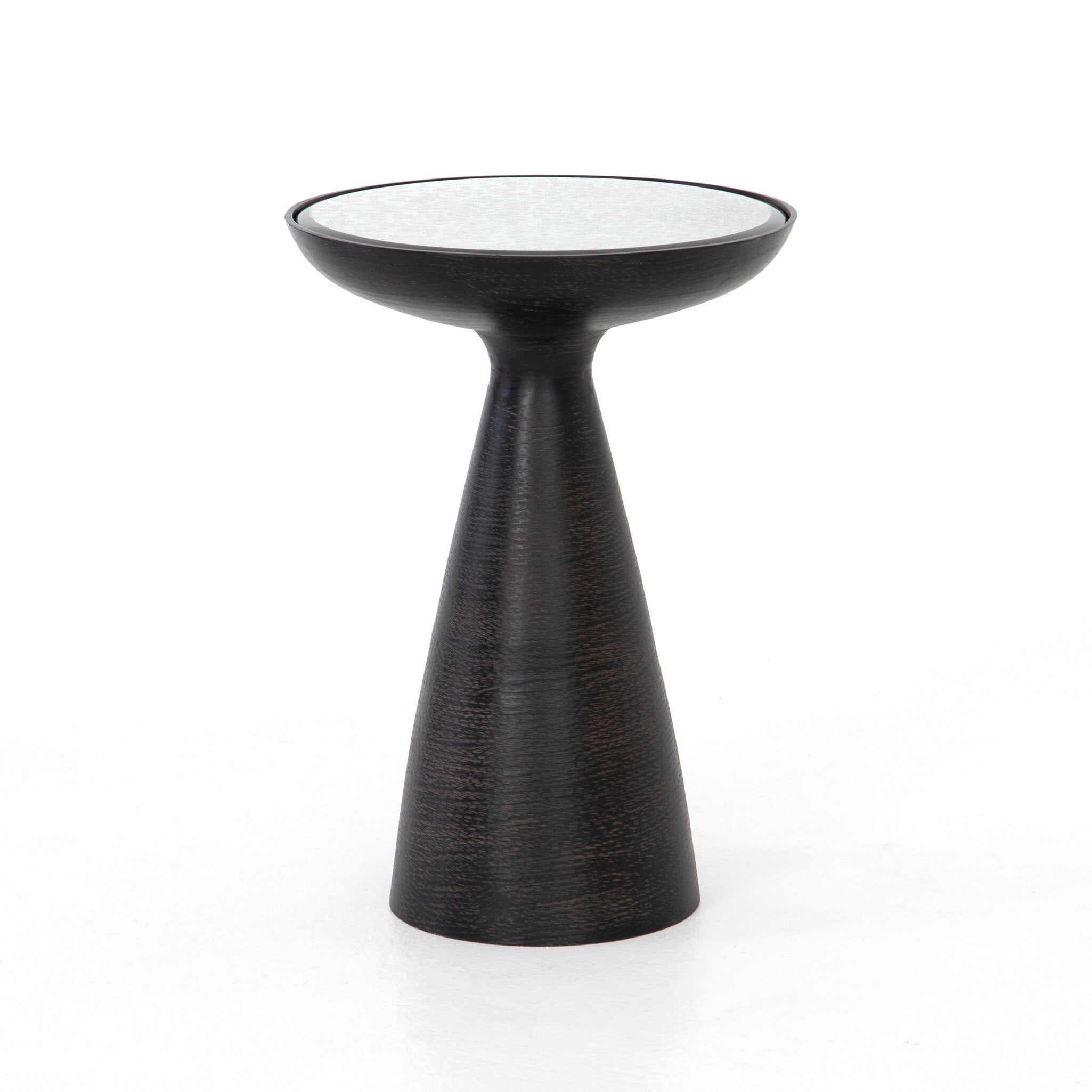 Four Hands Marlow Mod Pedestal Table — Brushed Bronze-Ash Glass