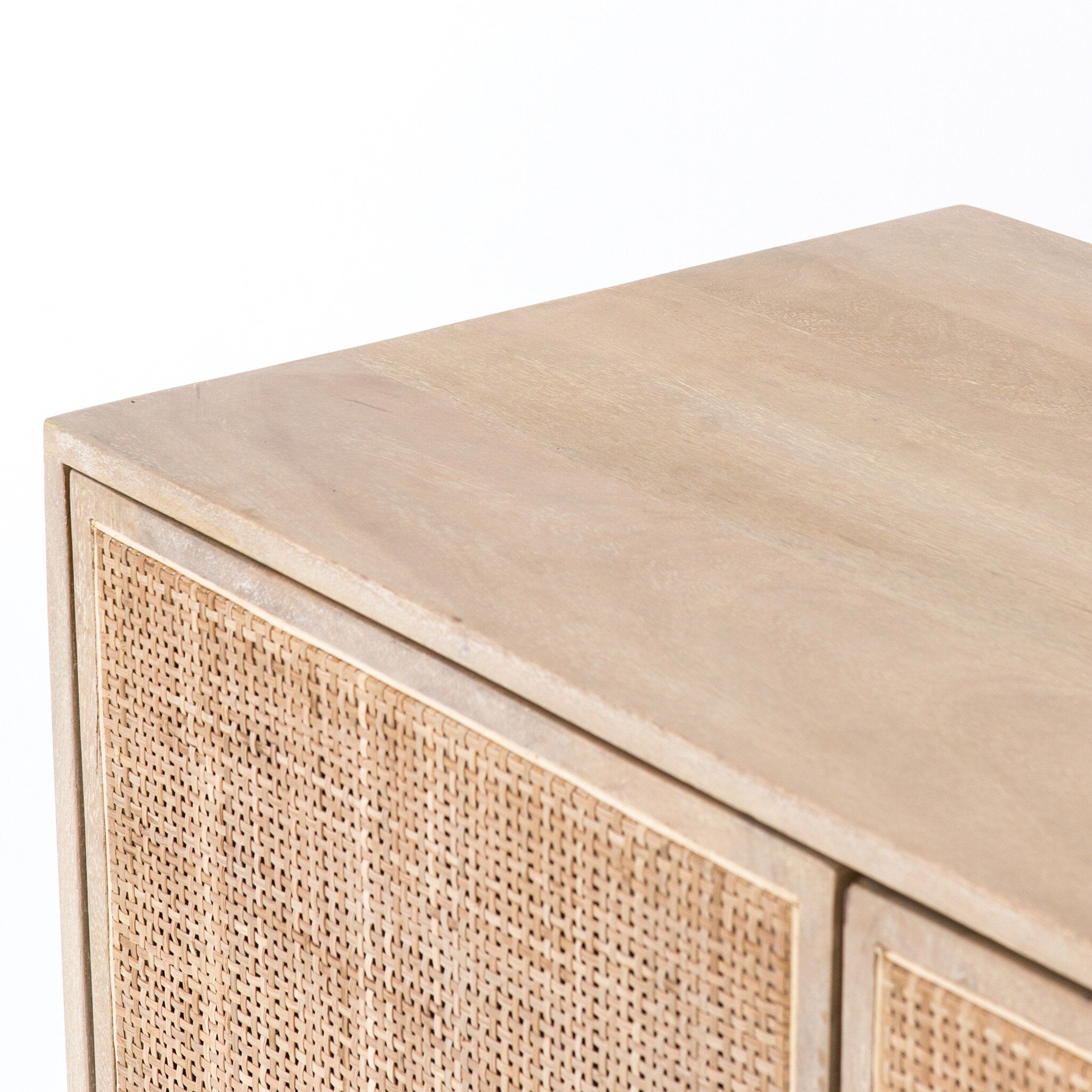 Four Hands Carmel Sideboard — Natural Mango-Natural Cane-Charcoal Grey