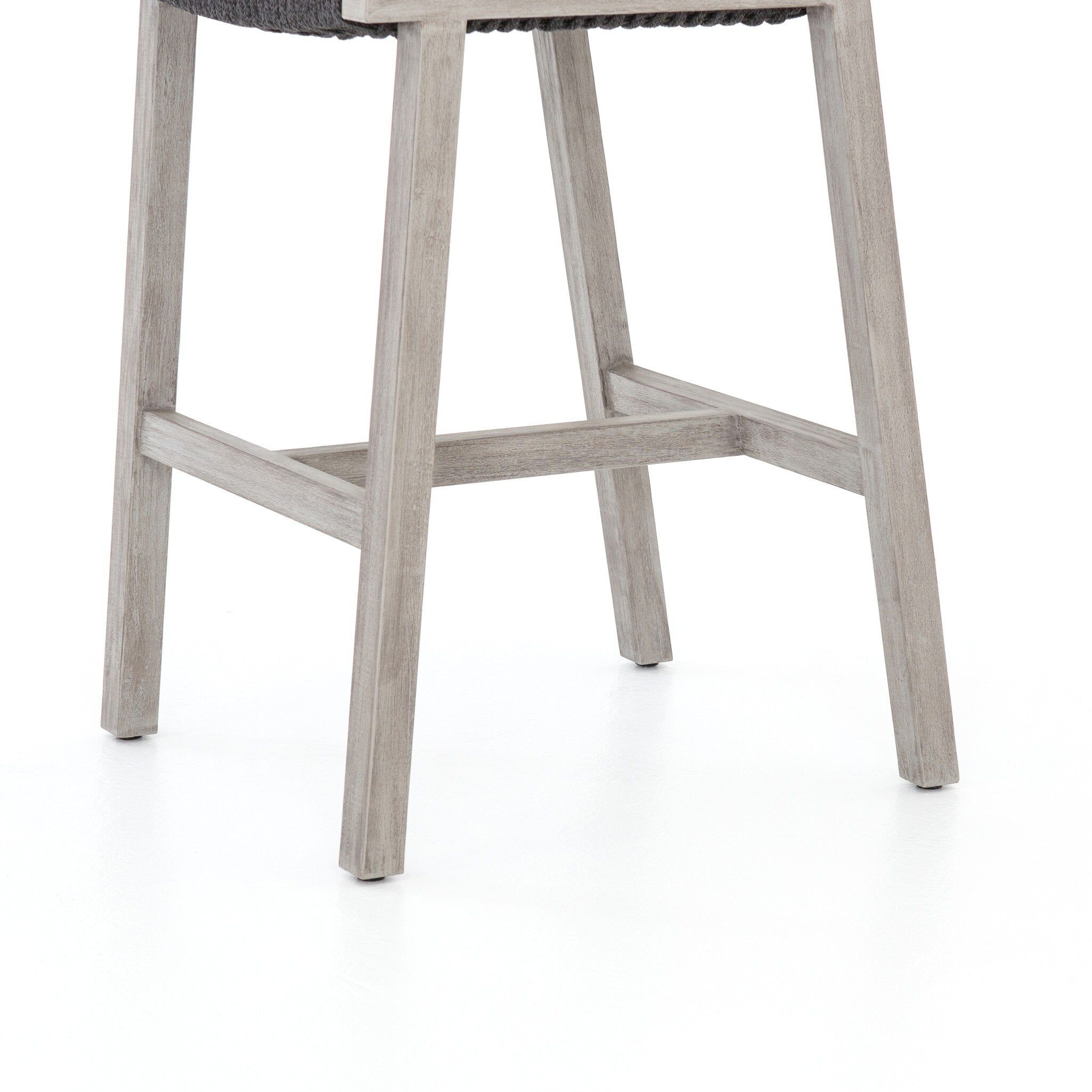 Four Hands Delano Outdoor Bar + Counter Stool — Weathered Grey-FSC-Thick Dark Grey Rope-Bar