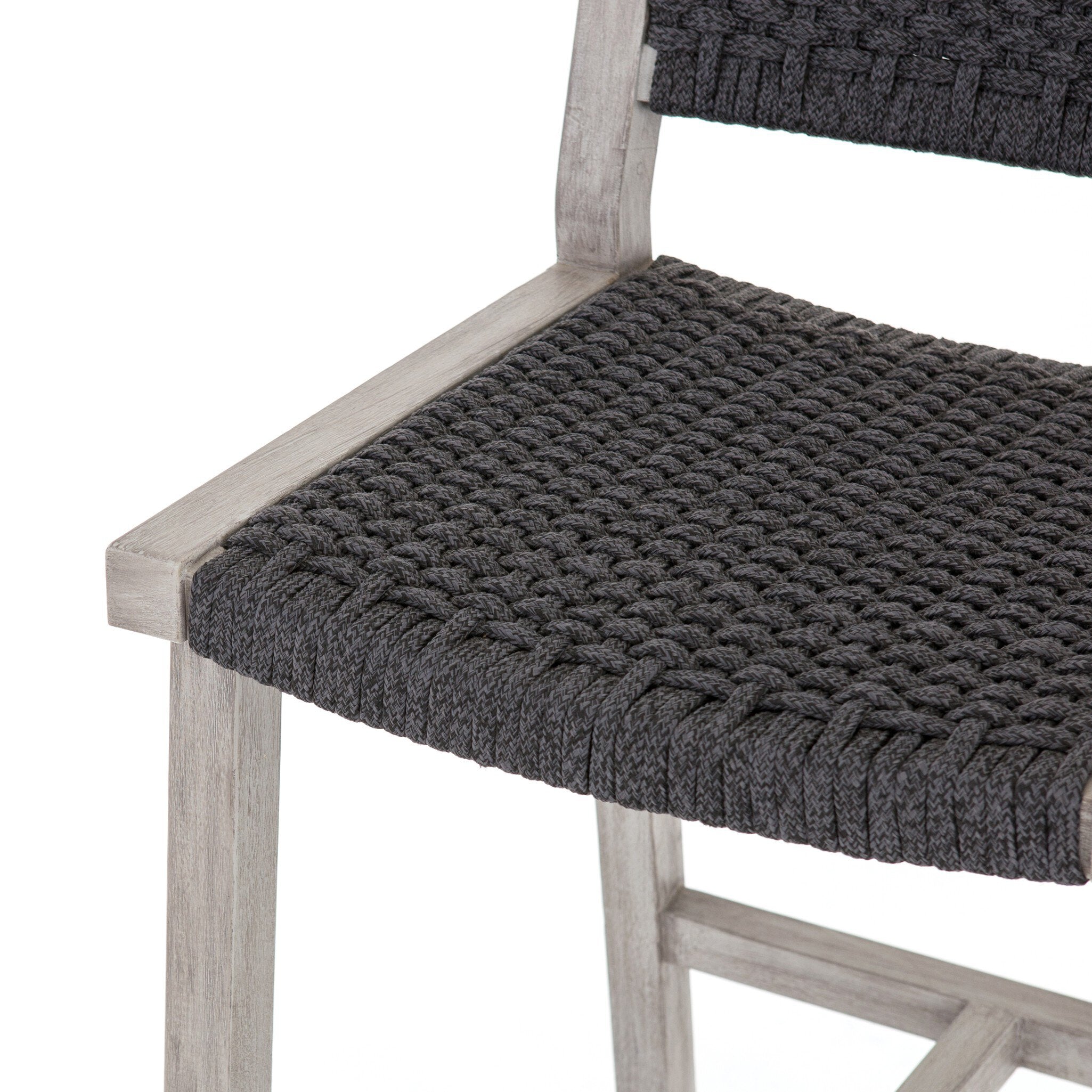 Four Hands Delano Outdoor Bar + Counter Stool — Weathered Grey-FSC-Thick Dark Grey Rope-Bar