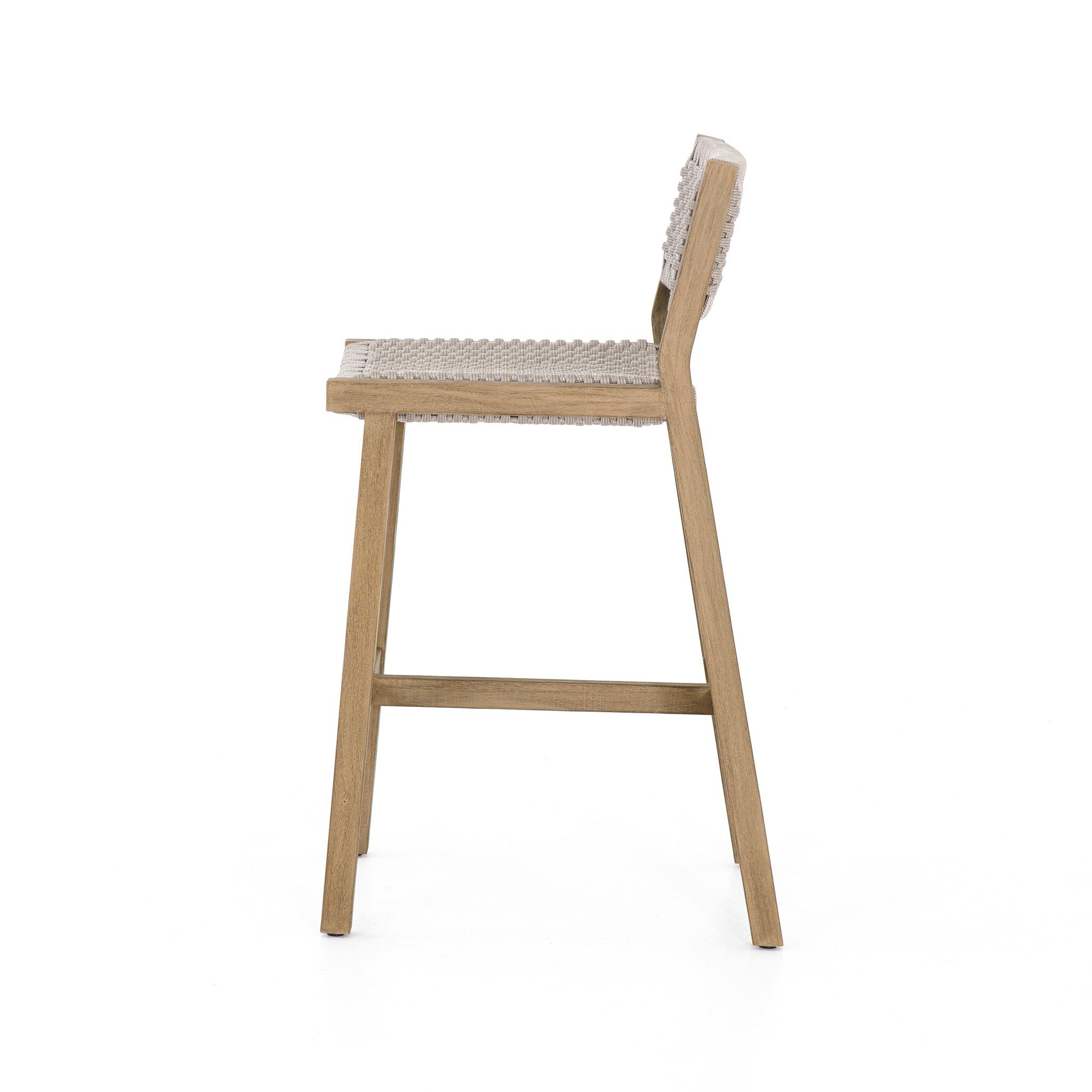 Four Hands Delano Outdoor Bar + Counter Stool — Washed Brown-FSC-Thick Grey Rope-Bar