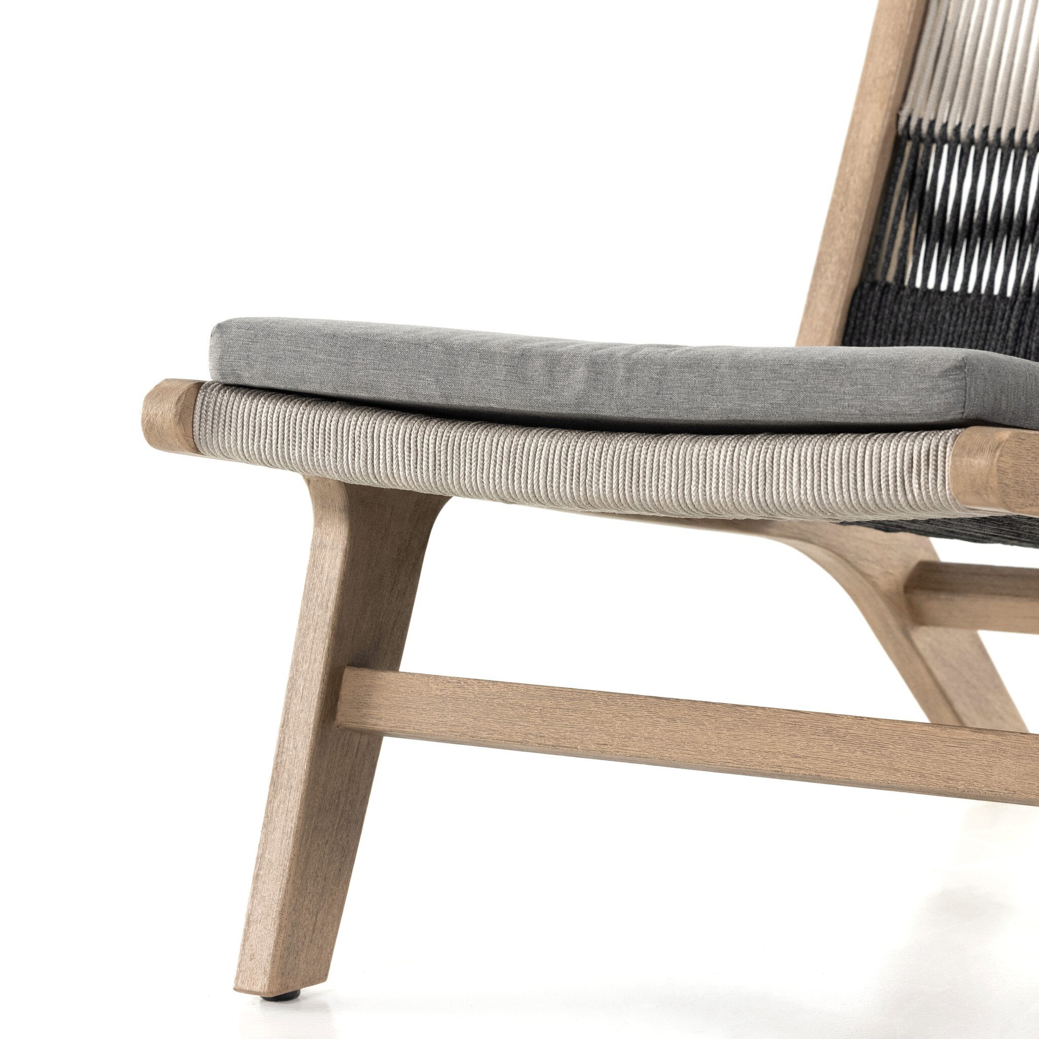 Four Hands Julian Outdoor Chair — Washed Brown-FSC-Dark Grey Rope-Grey Rope