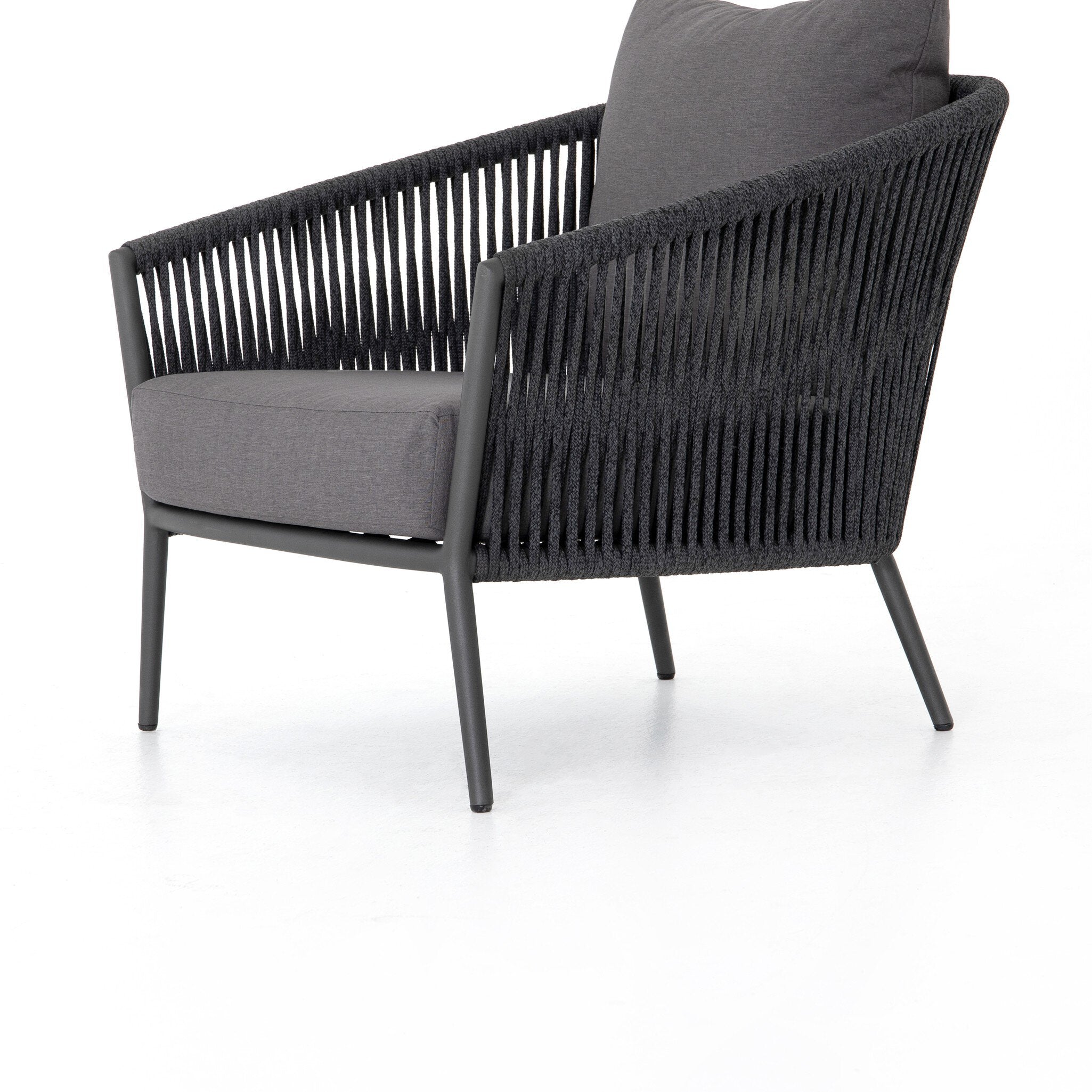 Four Hands Porto Outdoor Chair — Venao Charcoal-Bronze-Thick Dark Grey Rope