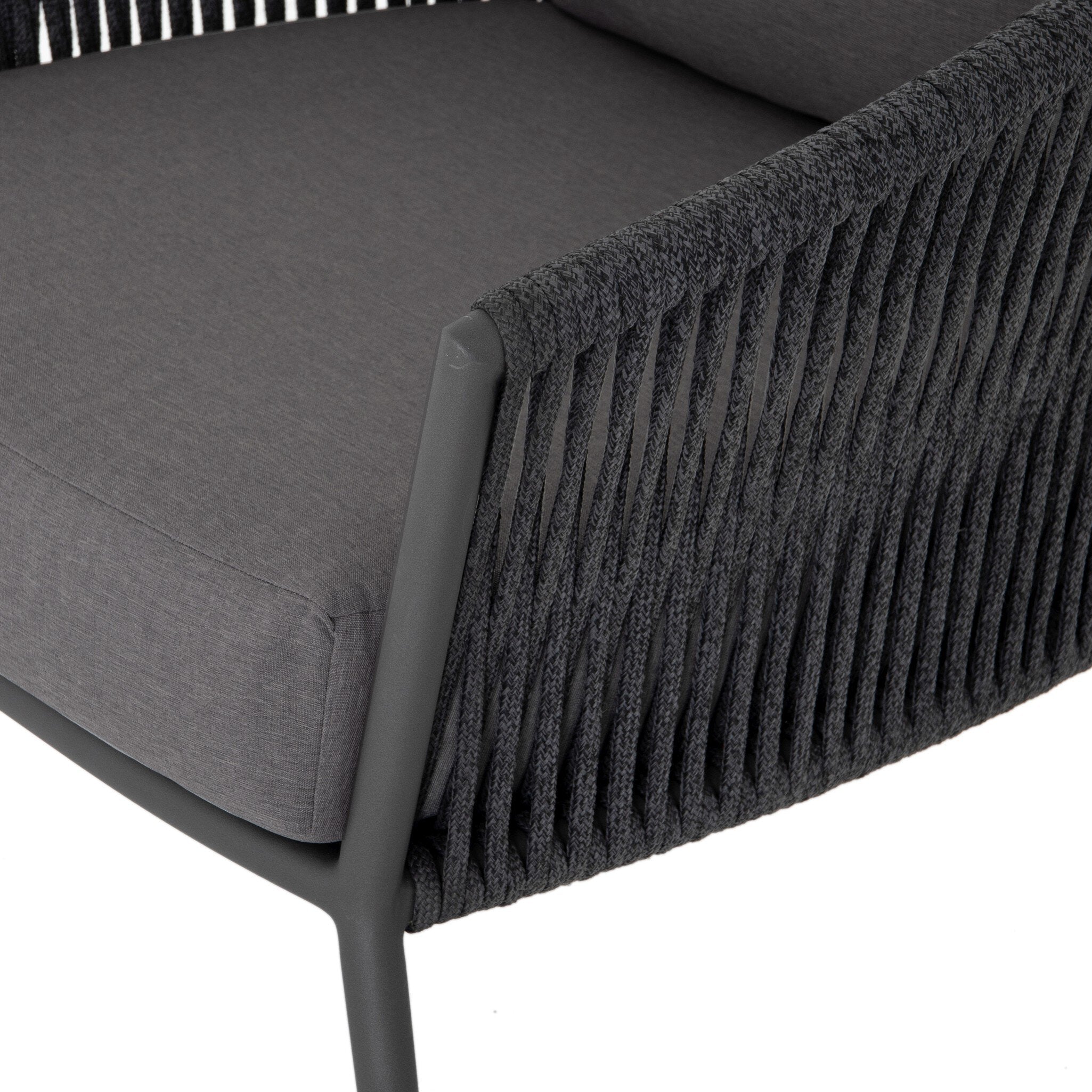 Four Hands Porto Outdoor Chair — Venao Charcoal-Bronze-Thick Dark Grey Rope