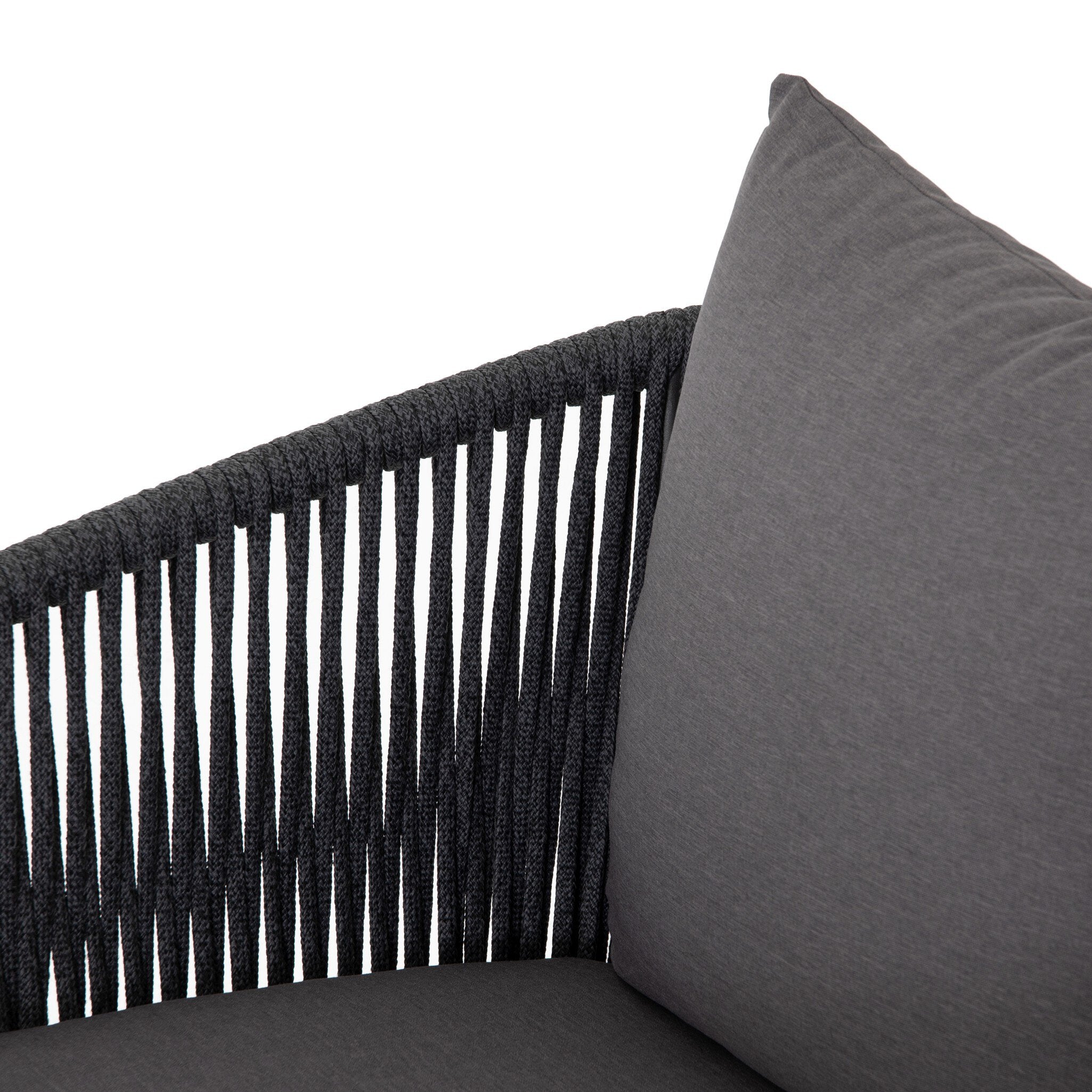 Four Hands Porto Outdoor Chair — Venao Charcoal-Bronze-Thick Dark Grey Rope