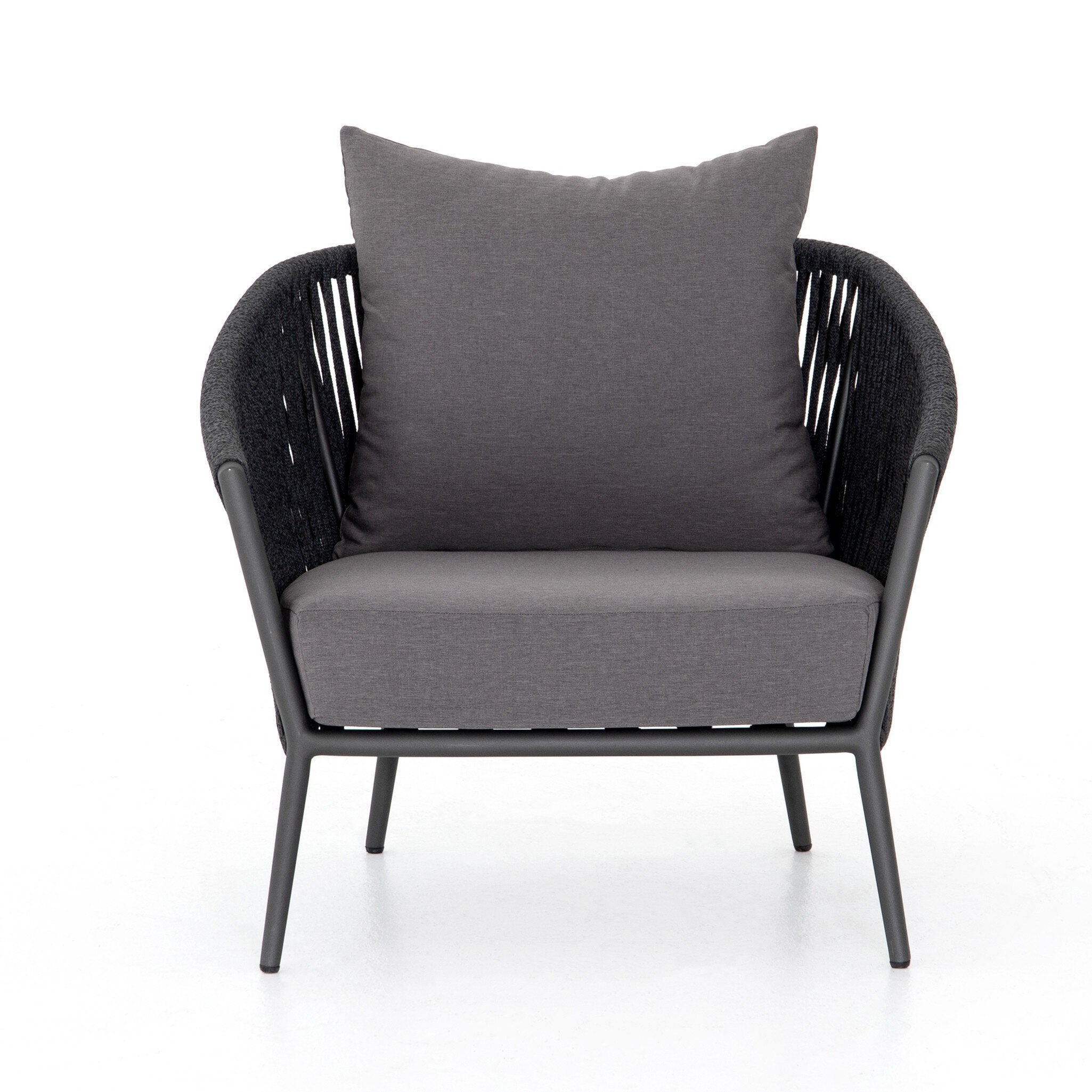 Four Hands Porto Outdoor Chair — Venao Charcoal-Bronze-Thick Dark Grey Rope