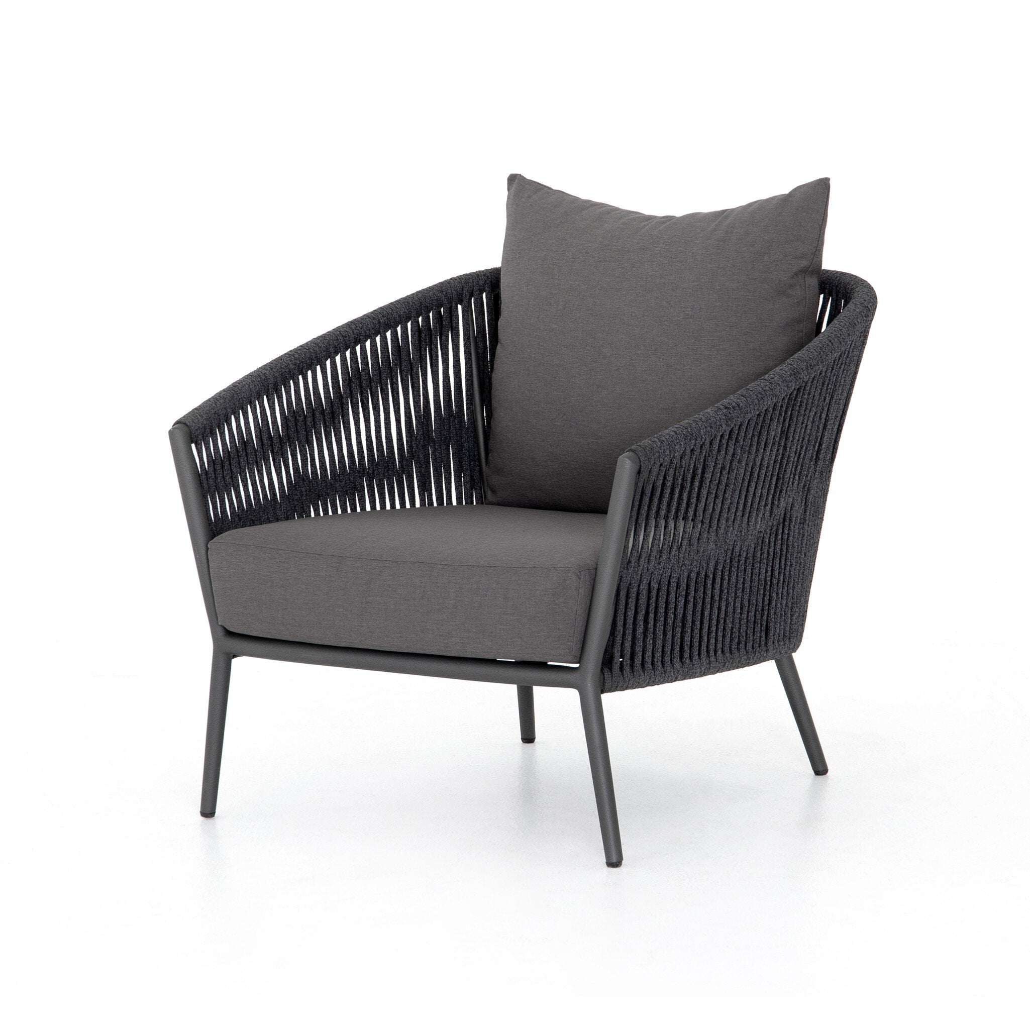 Four Hands Porto Outdoor Chair — Venao Charcoal-Bronze-Thick Dark Grey Rope