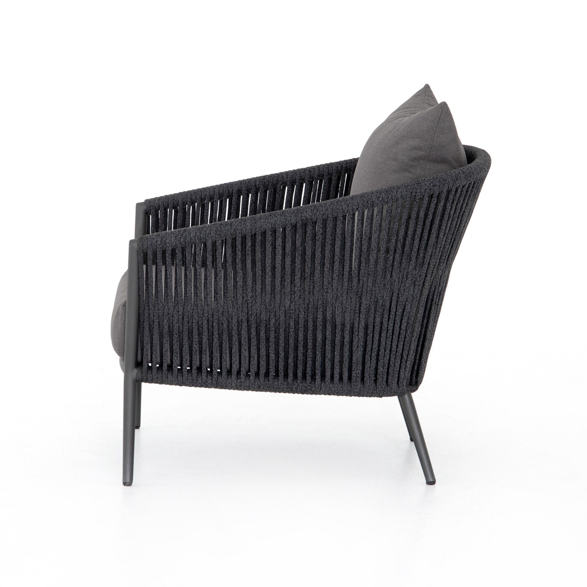 Four Hands Porto Outdoor Chair — Venao Charcoal-Bronze-Thick Dark Grey Rope